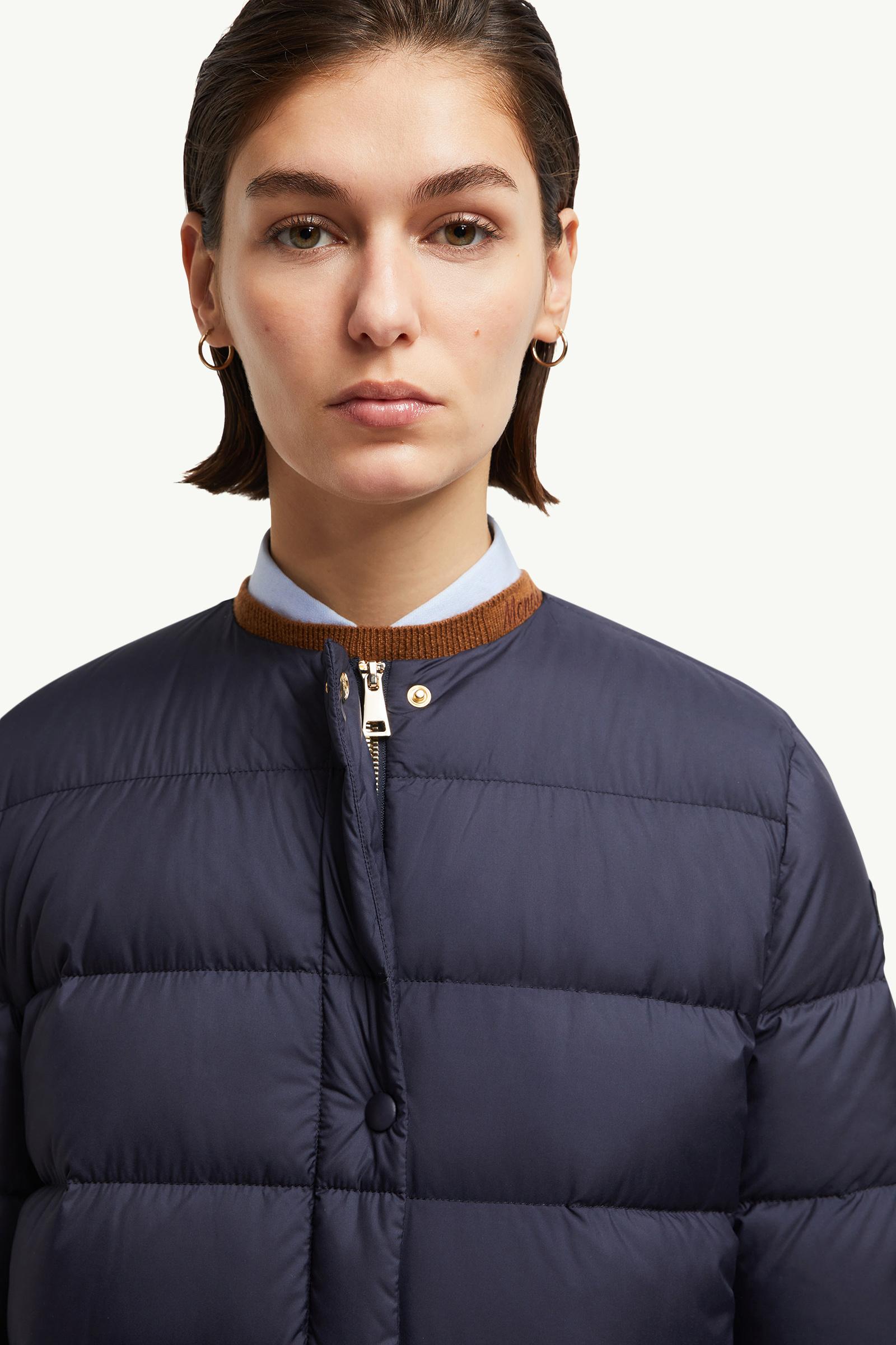 Navy Blue Gerbe Short Down Jacket - Short Down Jackets for Women