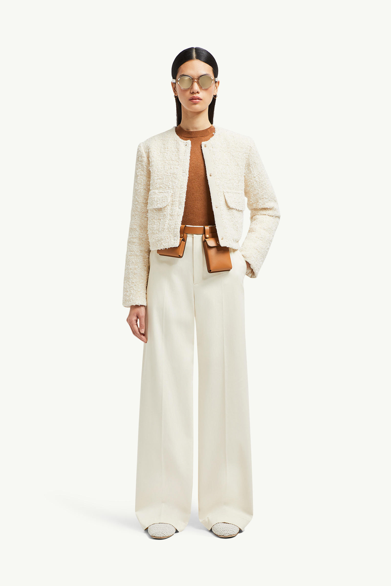 Dauphin粗花呢短身羽絨外套 女士 象牙白色 Moncler 0