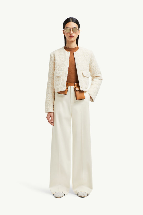 Doudoune courte en tweed Dauphin Femmes Blanc Ivoire Moncler 0