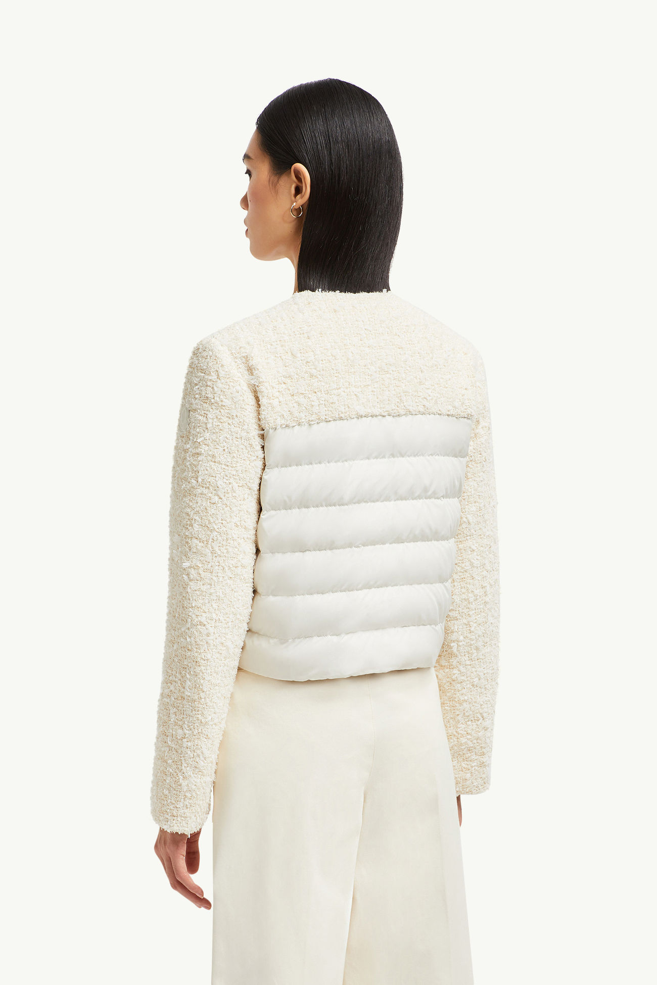 Dauphin Tweed Short Down Jacket Women White Ivory Moncler 4