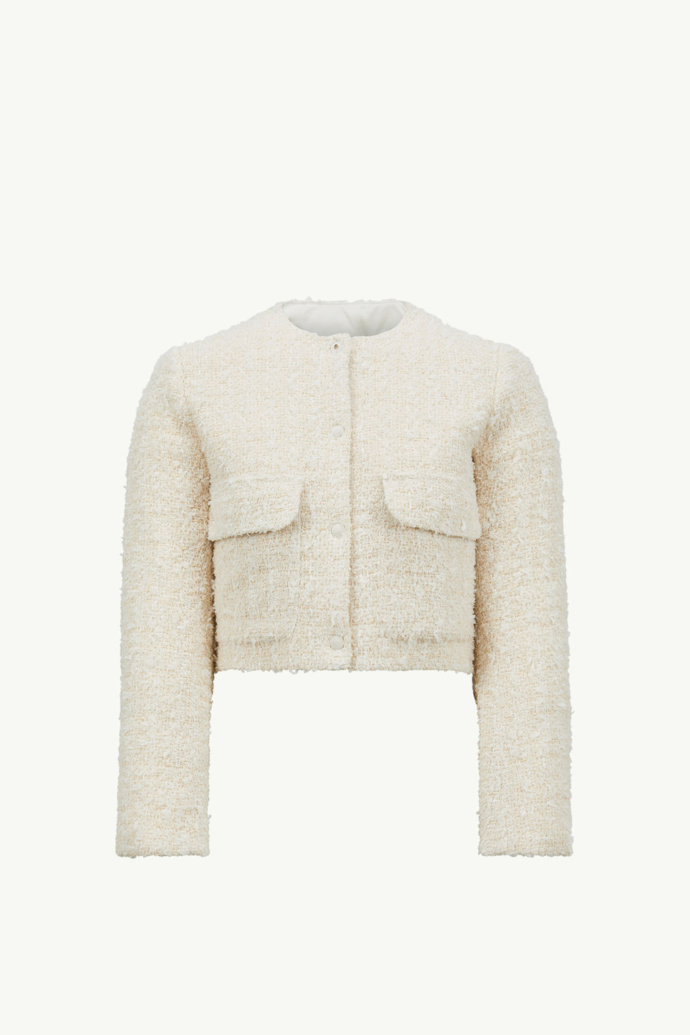 Dauphin Tweed Short Down Jacket Women White Ivory Moncler 2
