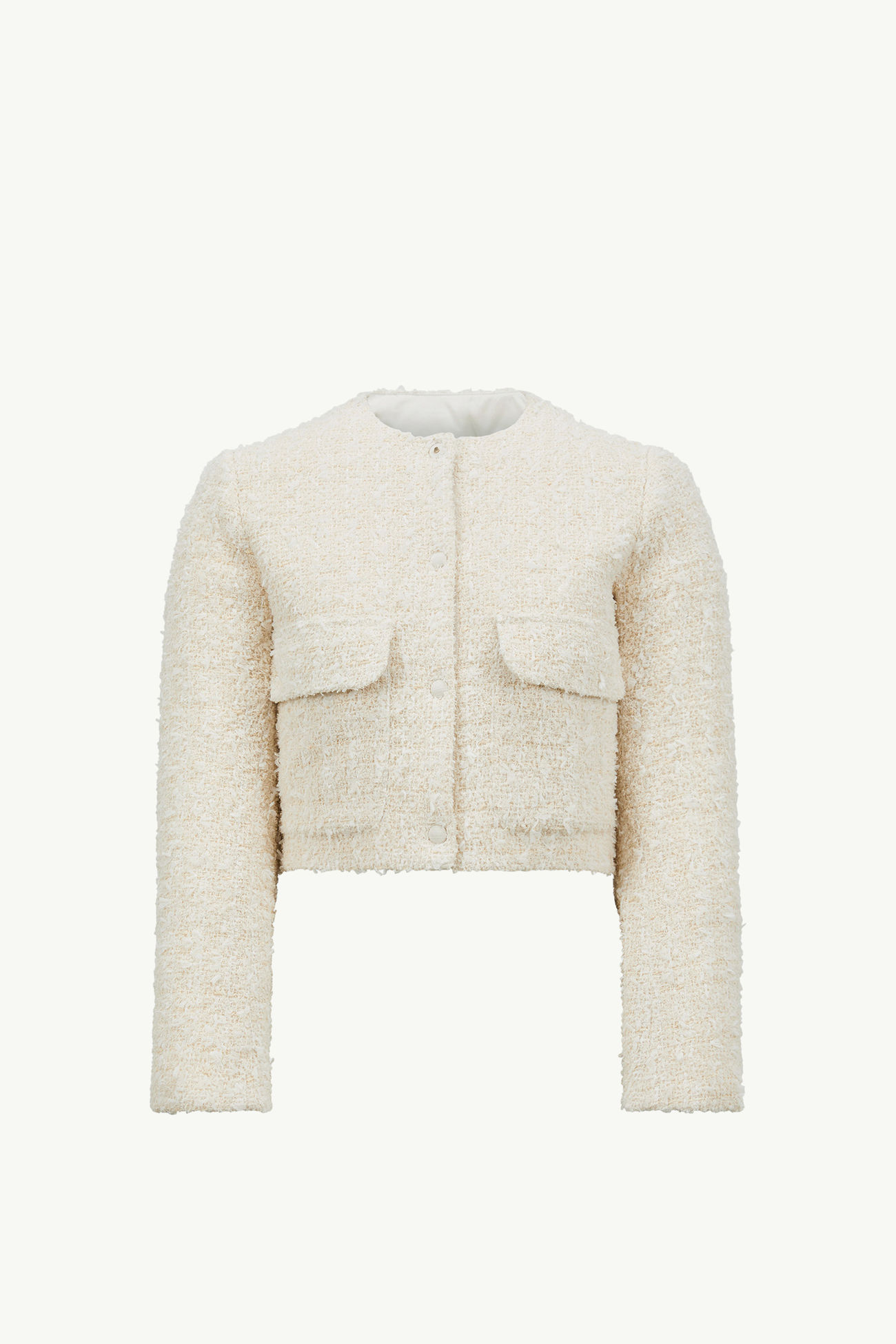 Dauphin Tweed Short Down Jacket Women White Ivory Moncler 2