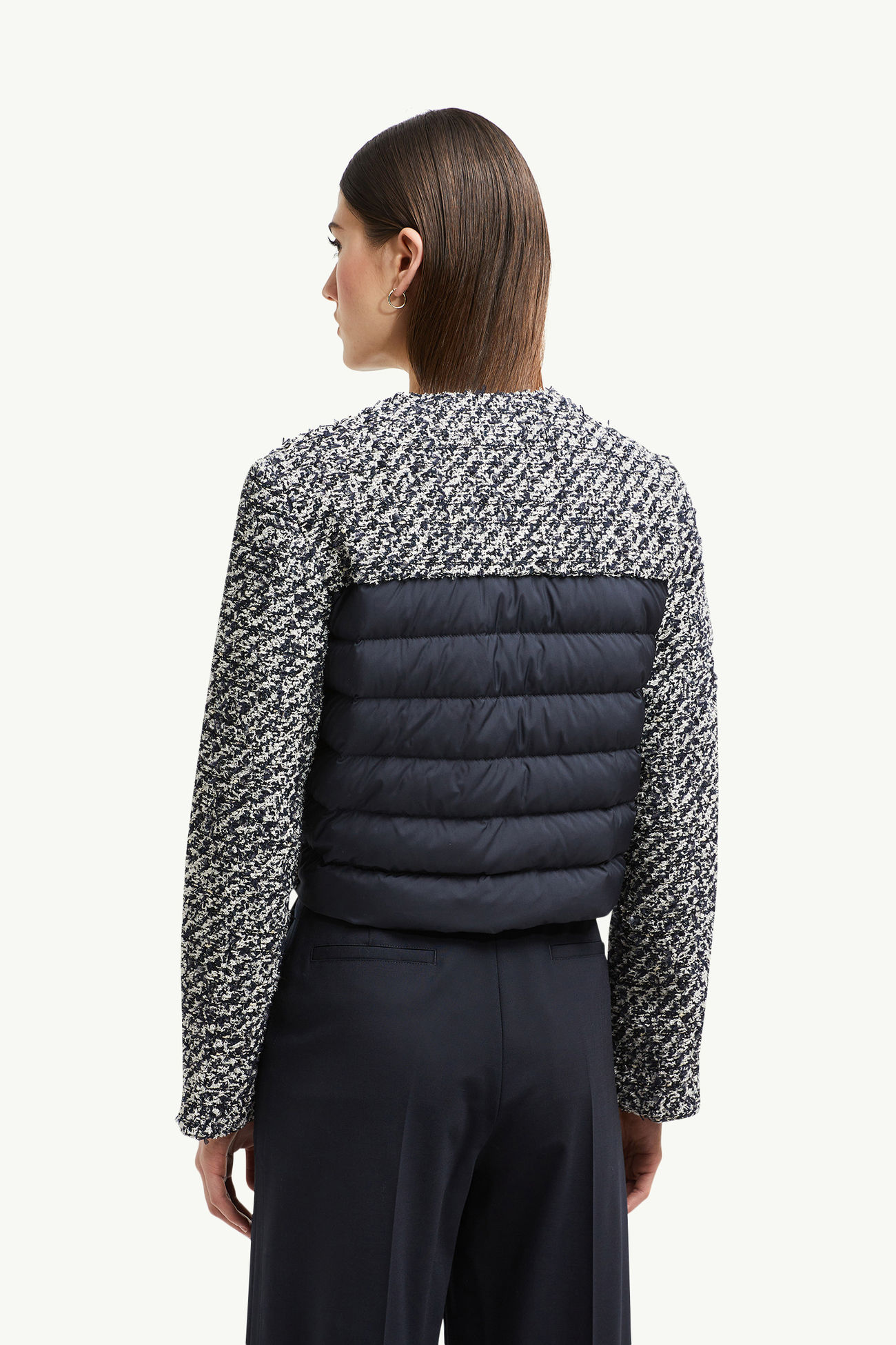 Dauphin kurze Daunenjacke aus Tweed Damen Weiss & Blau Moncler 4