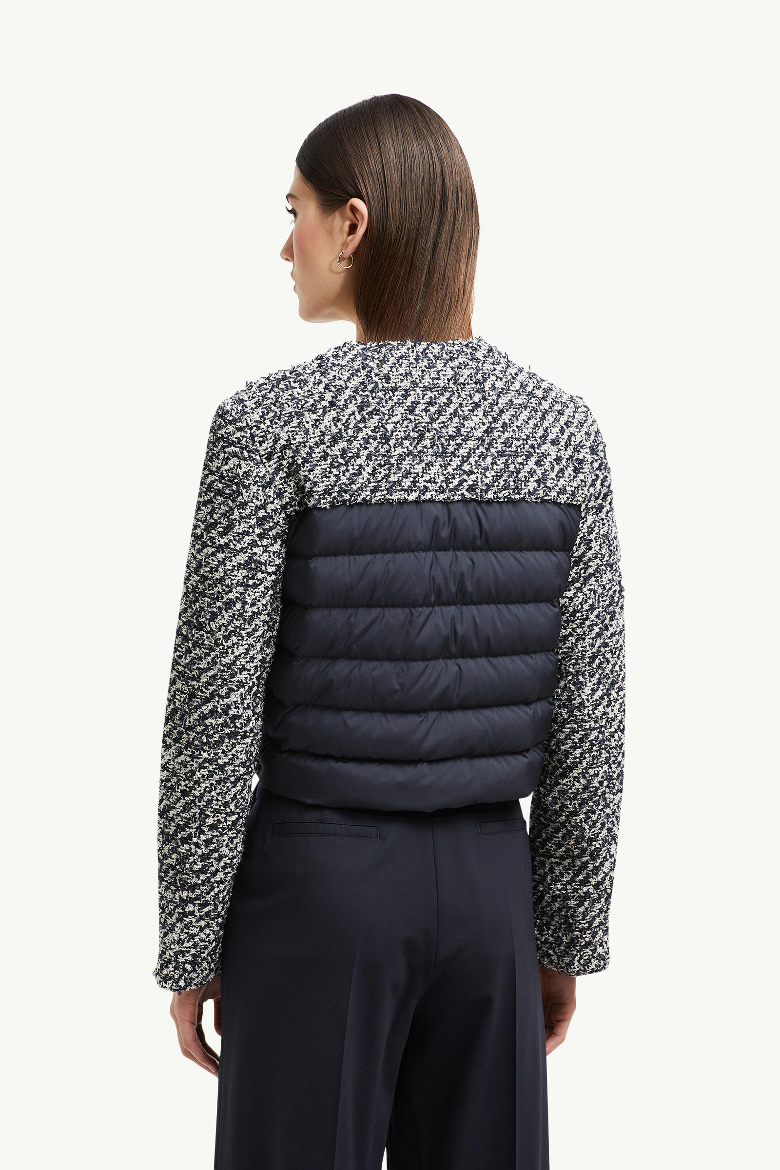 Doudoune courte en tweed Dauphin Femmes Blanc & Bleu Moncler 4