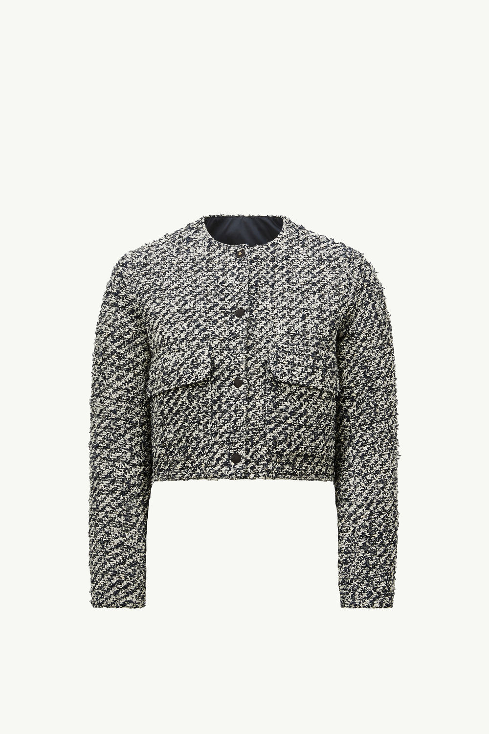 Dauphin Tweed Short Down Jacket Women White & Blue Moncler 2