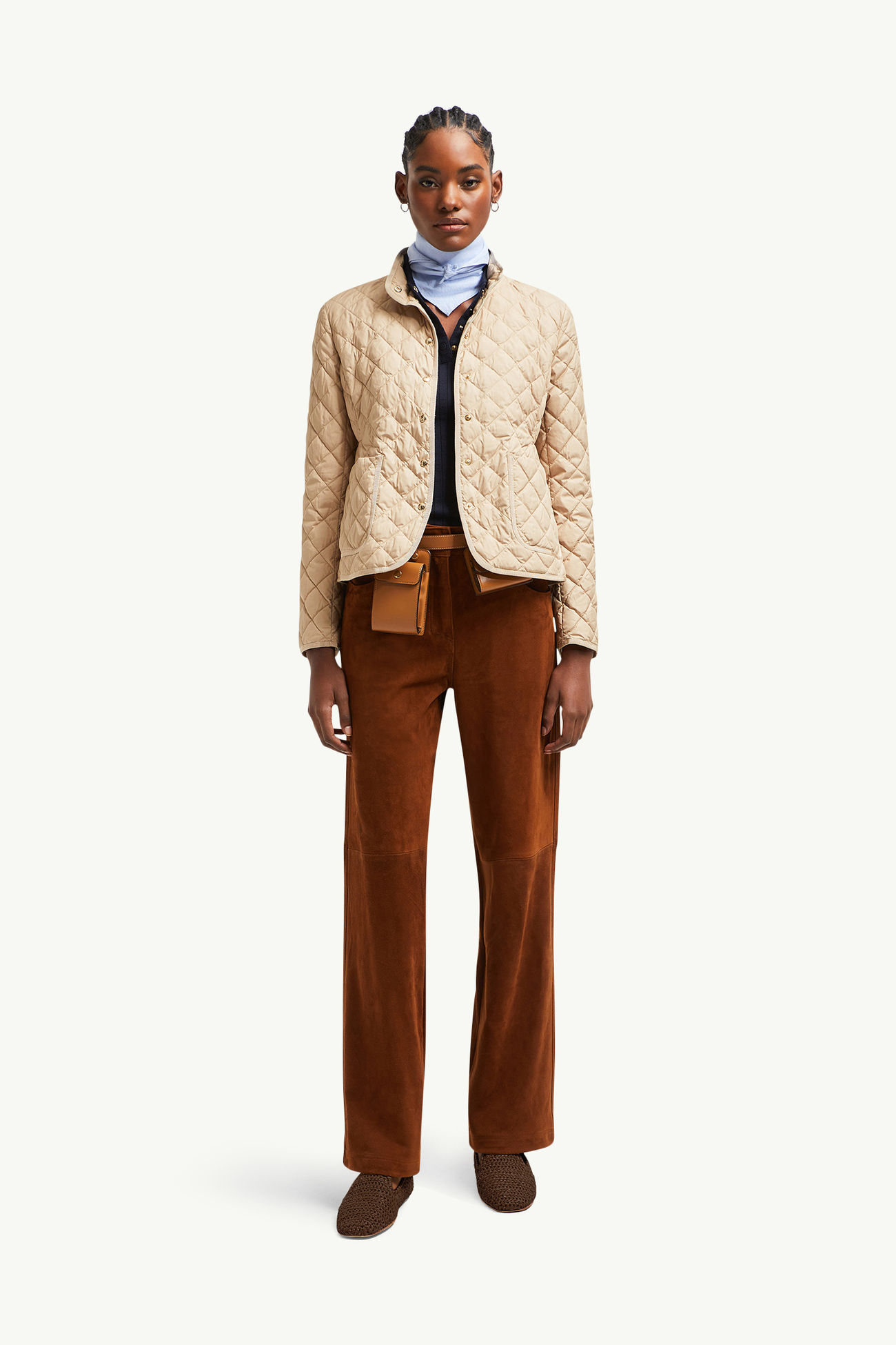 Epin女士合身喇叭短款羽绒夹克外套 女士 米色 Moncler 0