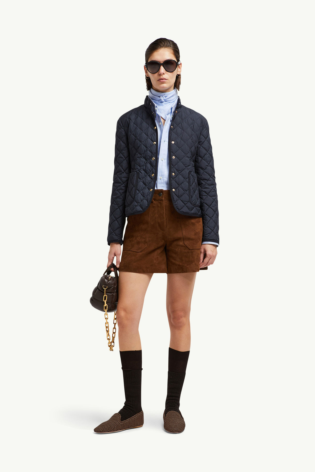 Piumino corto Epin aderente e svasato Donna Blu Navy Moncler 0