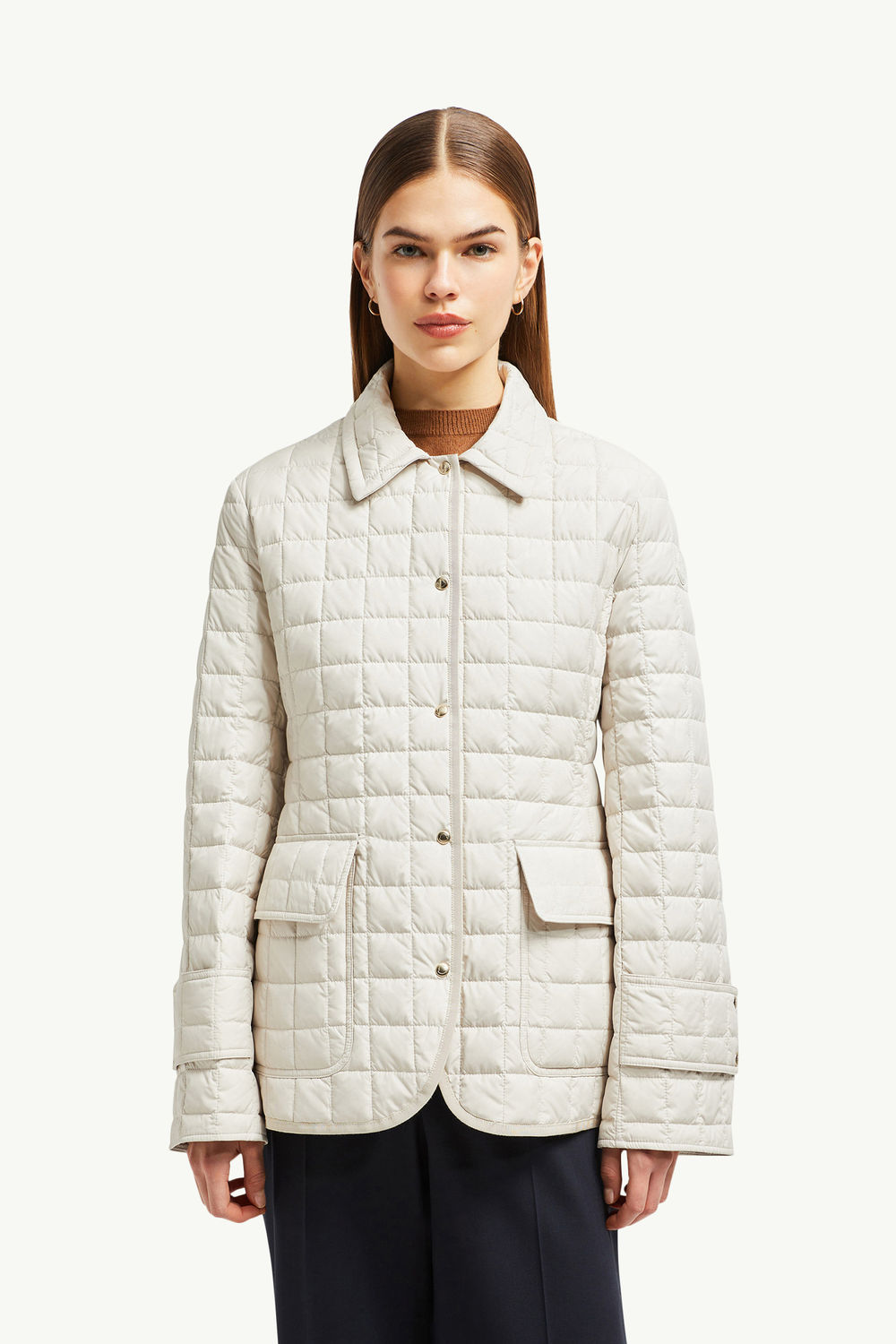 Chaqueta camisera con plumón acolchada a cuadros Epinal Mujer Blanco Marfil Moncler 3