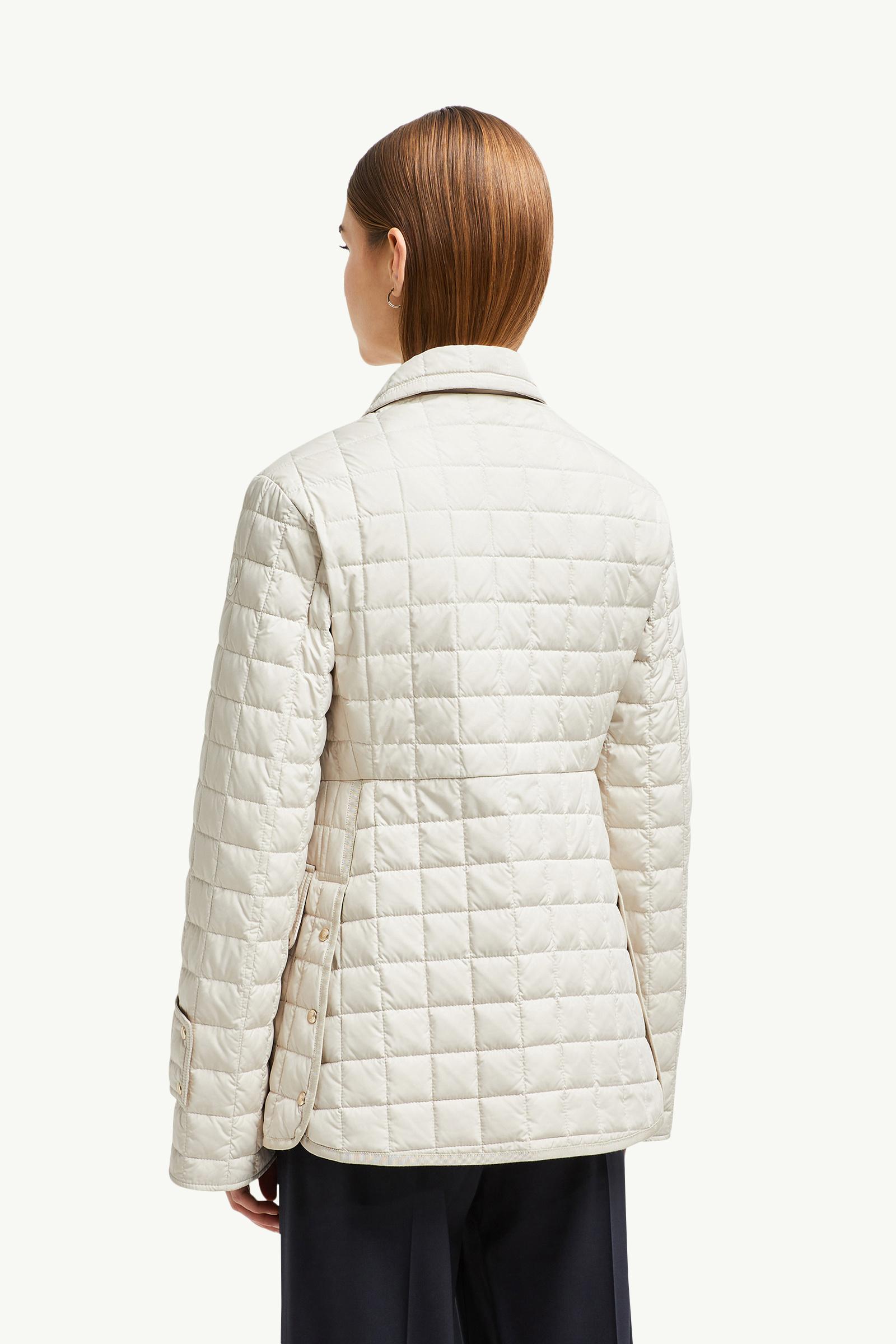 White Ivory Epinal Square-Quilted Down Shirt Jacket - Short