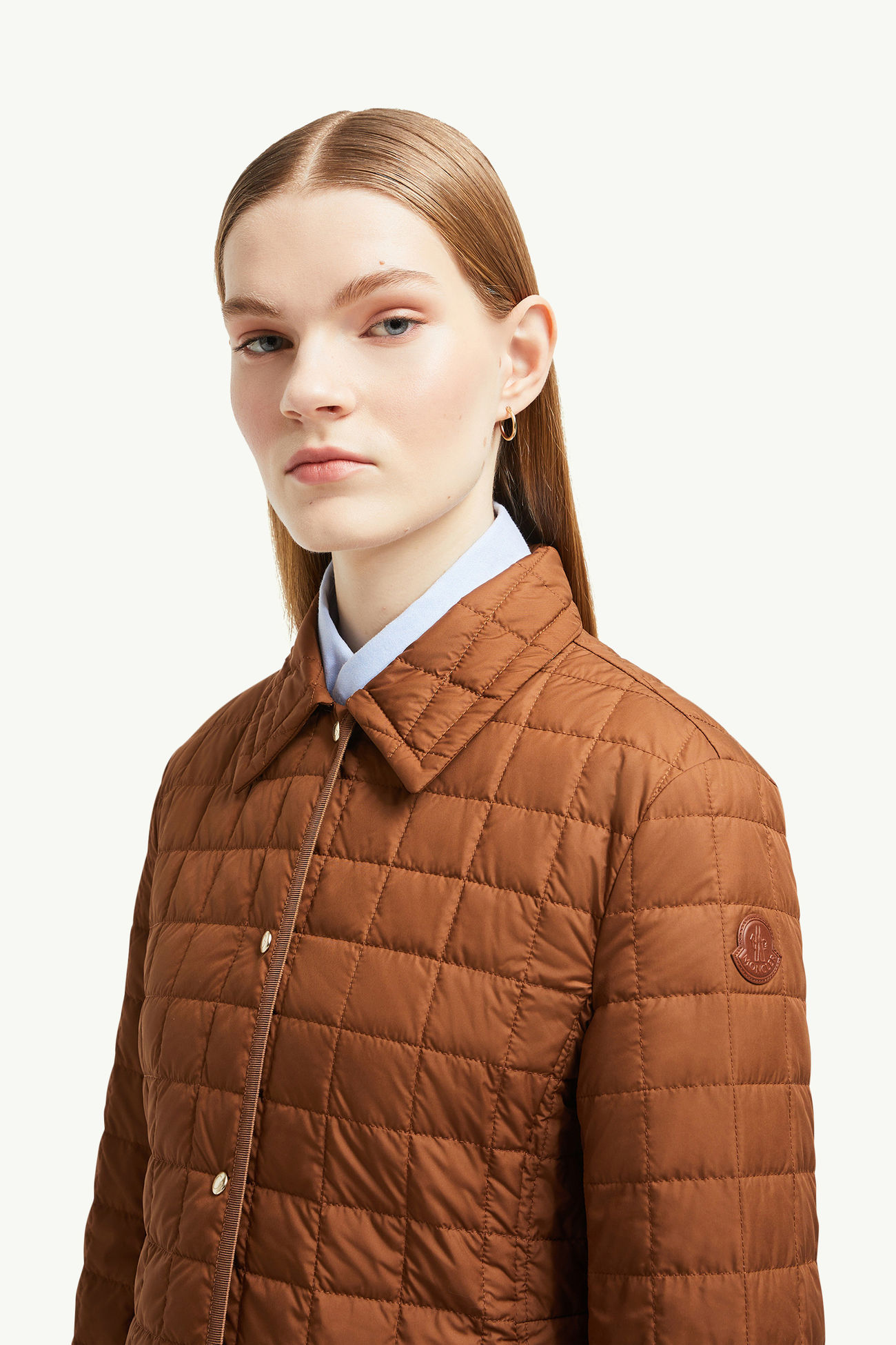 Epinal Square-Quilted Down Shirt Jacket Women Brown Moncler 1