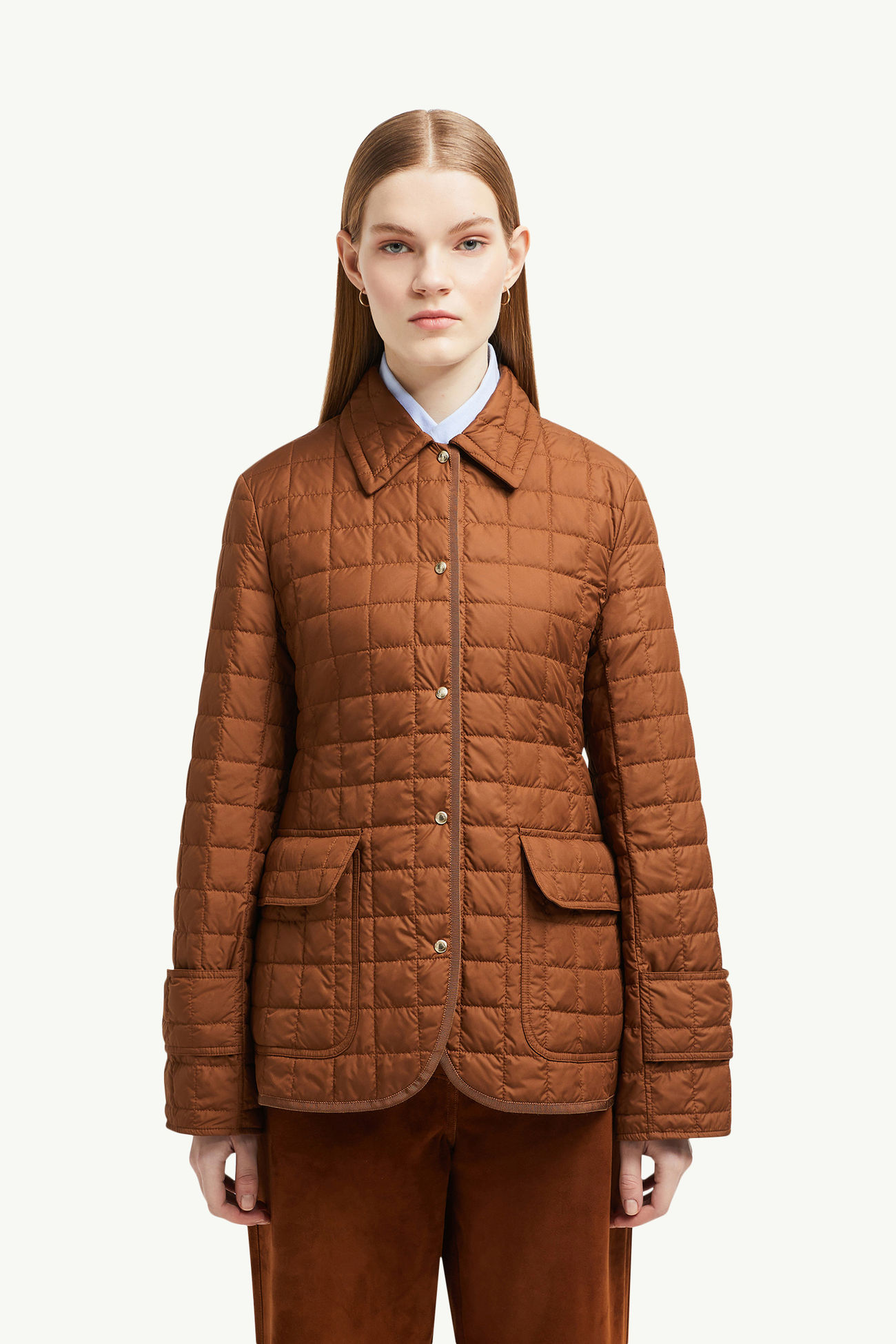 Epinal Square-Quilted Down Shirt Jacket Women Brown Moncler 3