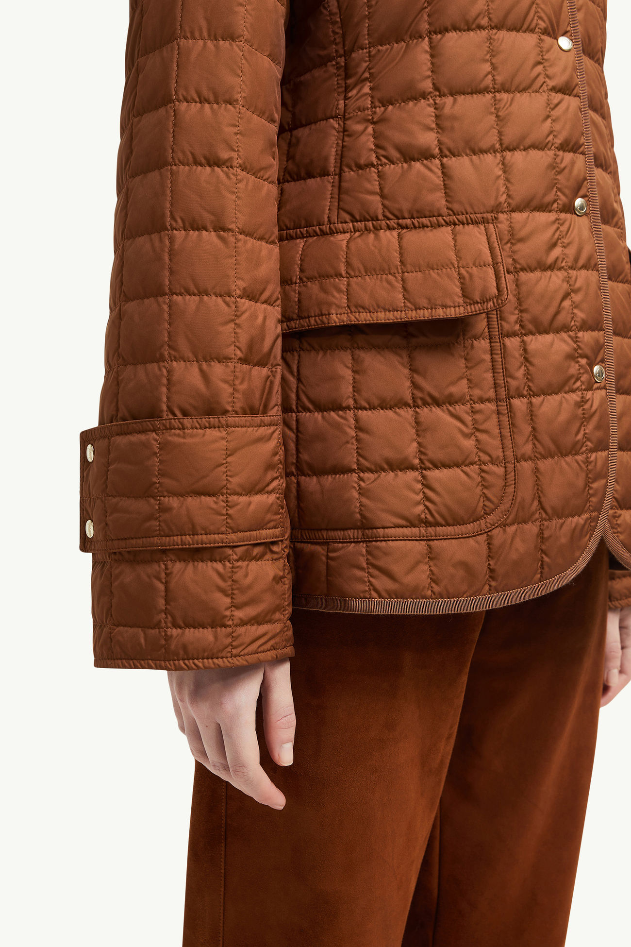 Epinal Square-Quilted Down Shirt Jacket Women Brown Moncler 5