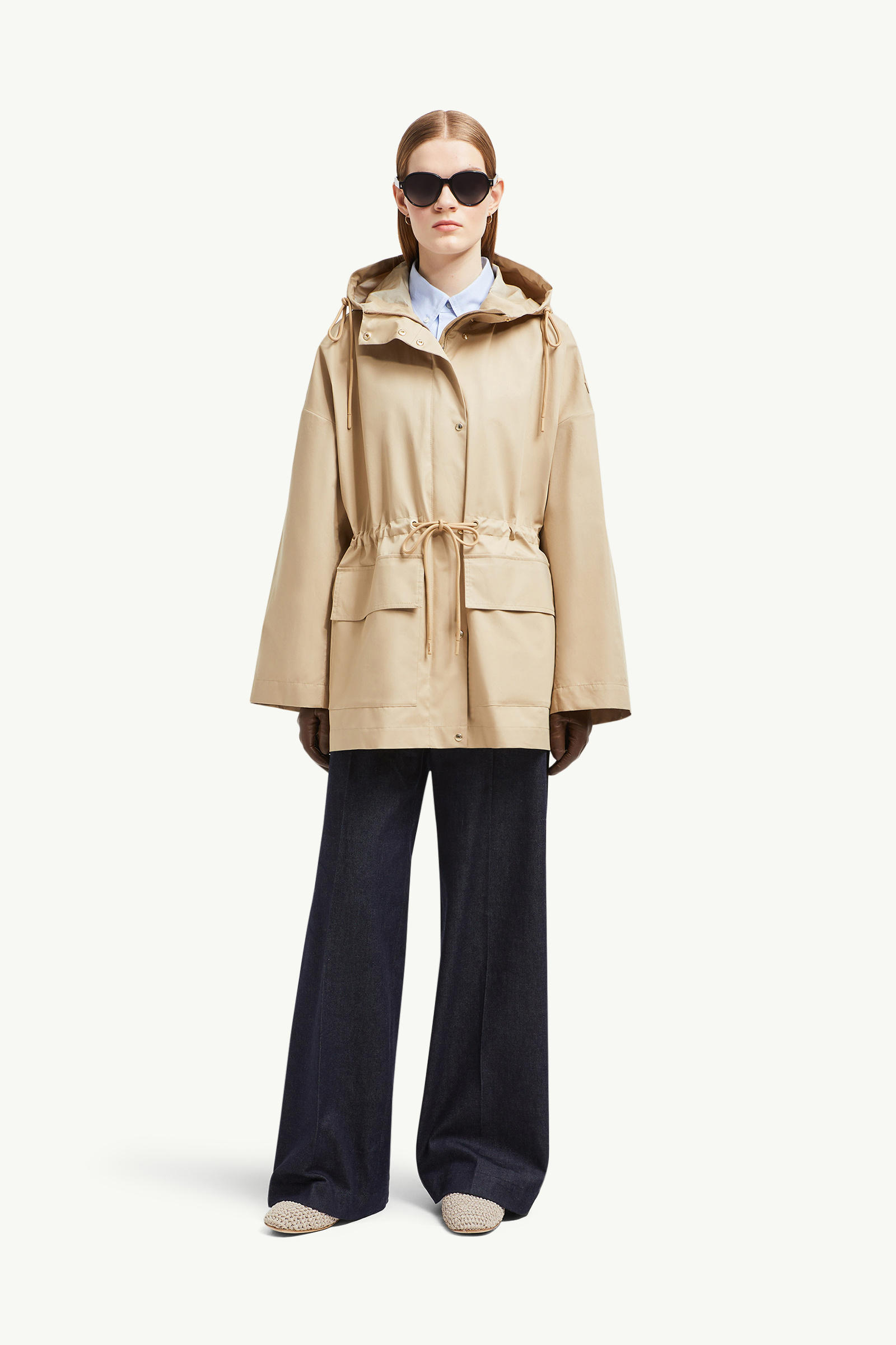 Gaillon Hooded Cotton Parka Coat Women Beige Moncler 0