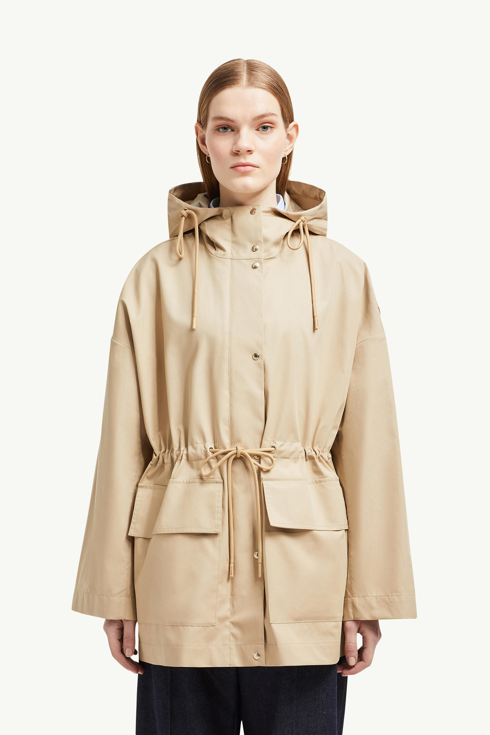 Gaillon Hooded Cotton Parka Coat Women Beige Moncler 3