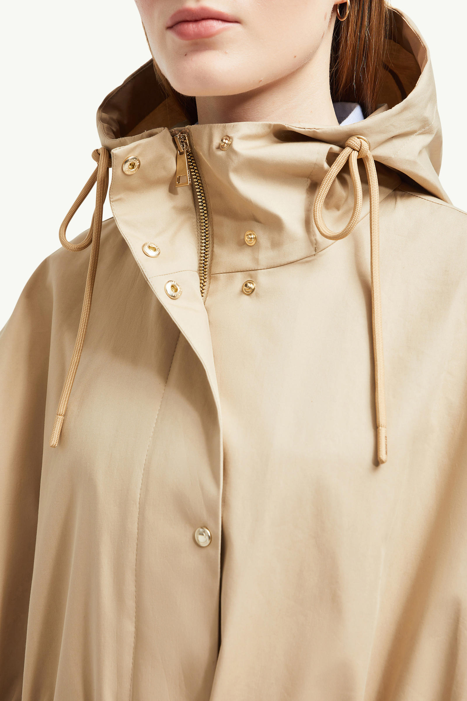 Gaillon Hooded Cotton Parka Coat Women Beige Moncler 7