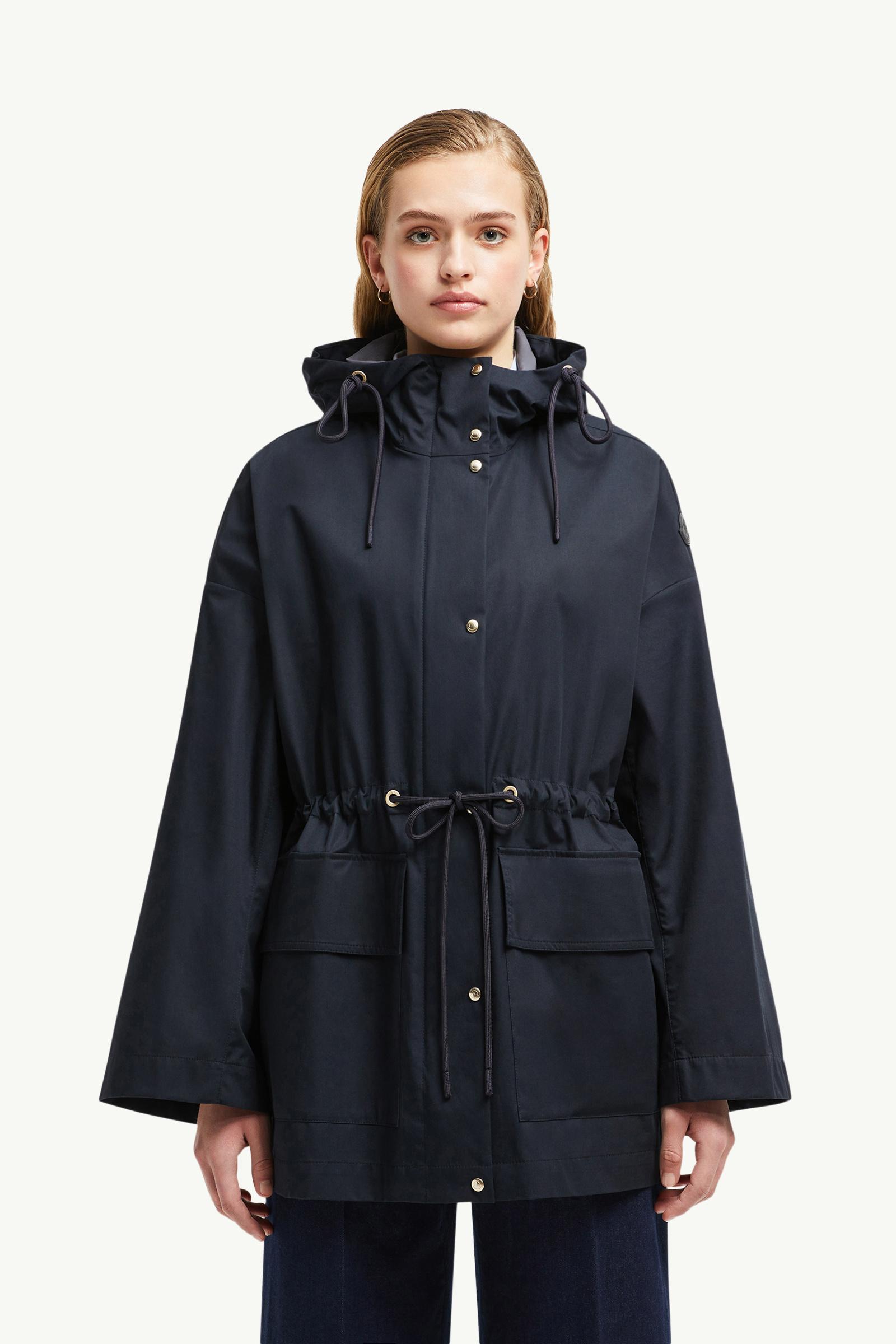 Navy Blue Gaillon Hooded Cotton Parka Coat - Windbreakers
