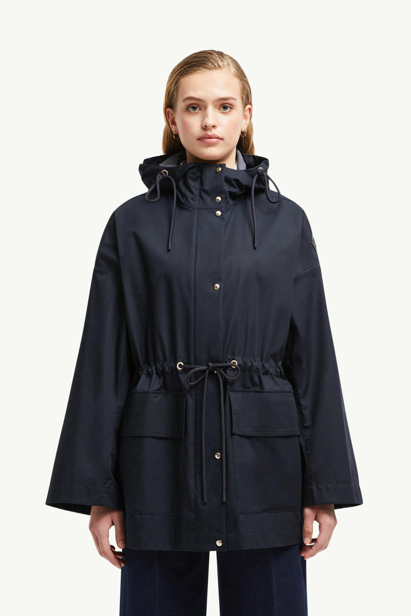 Gaillon Hooded Cotton Parka Coat Women Navy Blue Moncler 3