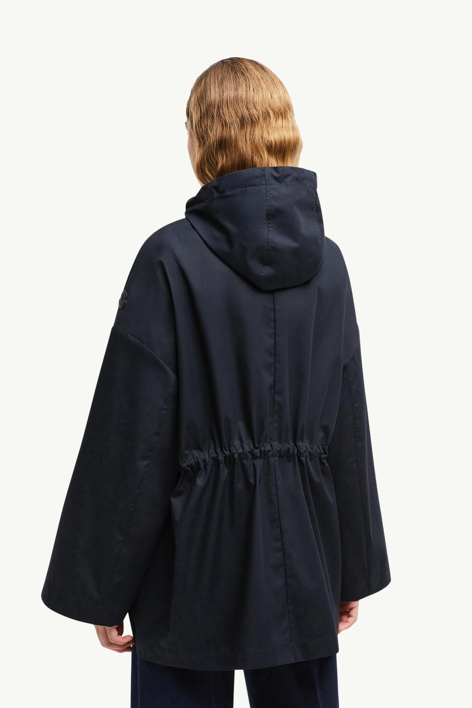Navy Blue Gaillon Hooded Cotton Parka Coat - Windbreakers