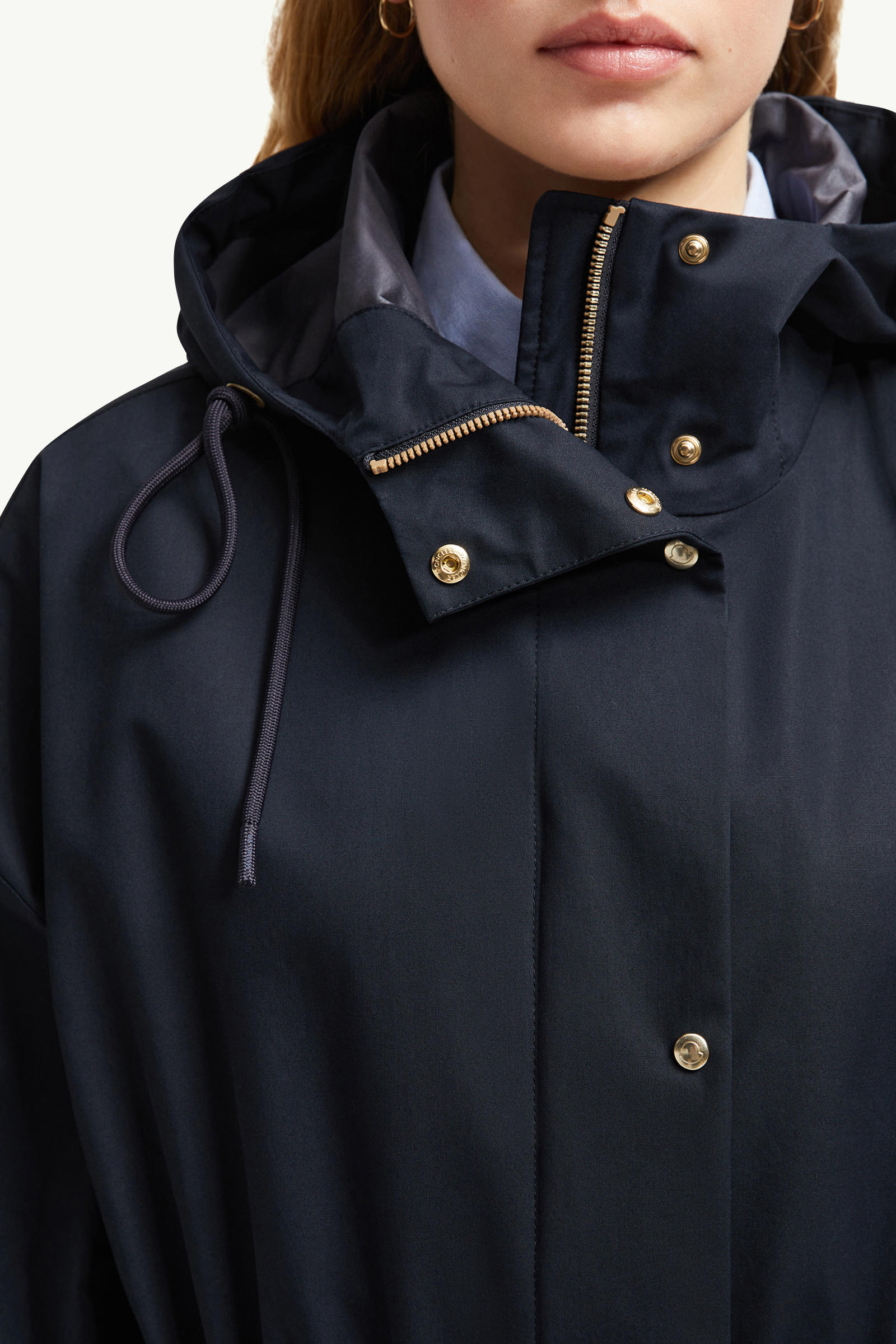 Gaillon Hooded Cotton Parka Coat Women Navy Blue Moncler 5