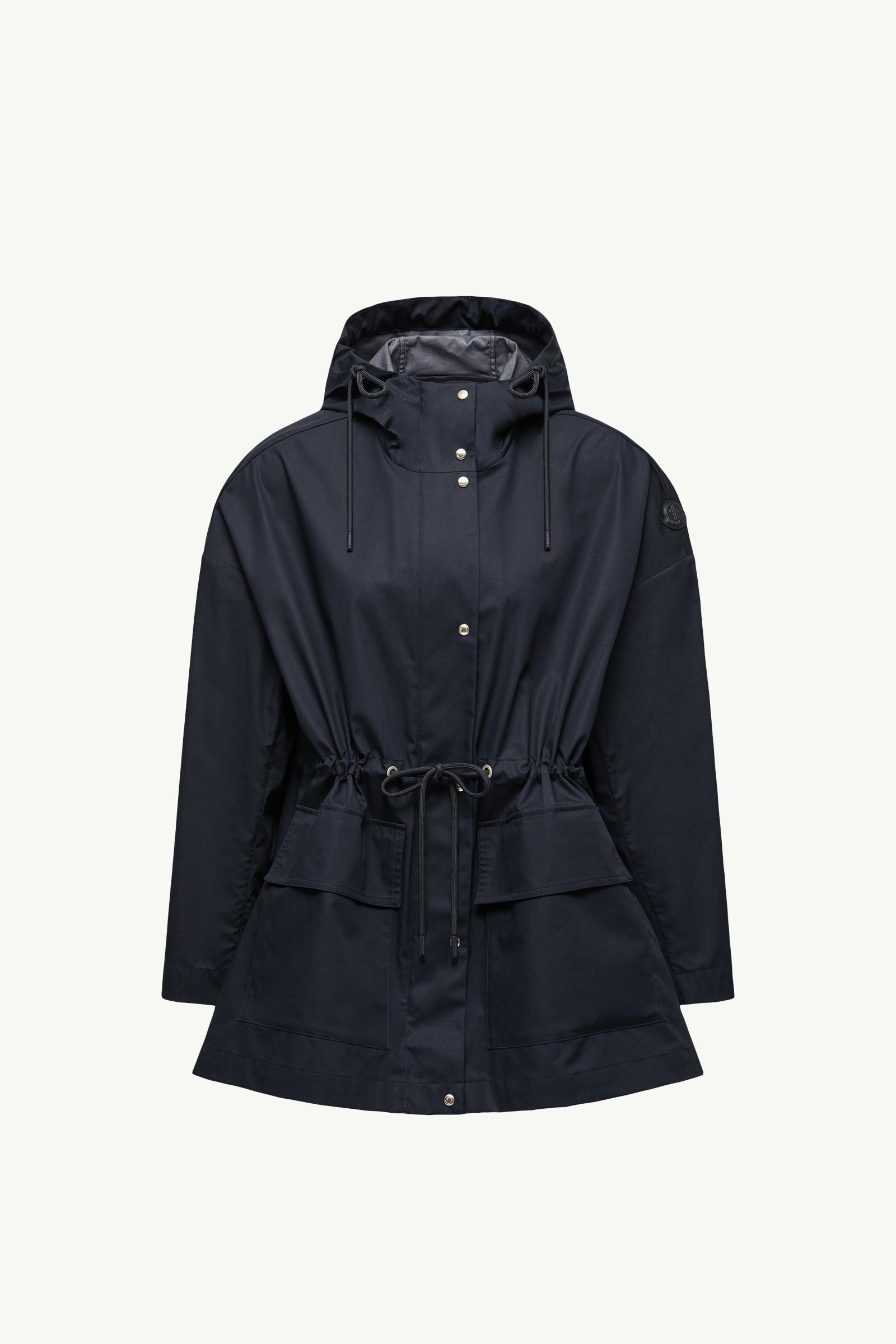Navy Blue Gaillon Hooded Cotton Parka Coat - Windbreakers
