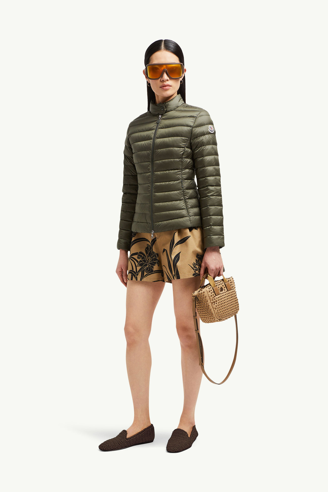 Igelle kurze Daunenjacke Damen Olivgrün Moncler 0