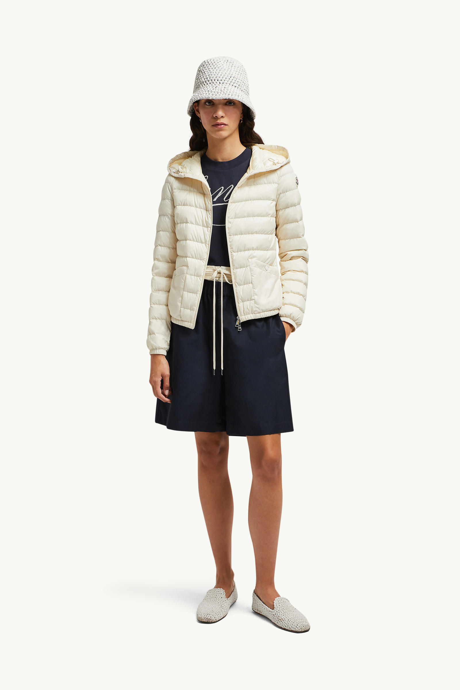 Hede 후드 쇼트 다운 재킷 여성 화이트 아이보리 Moncler 0