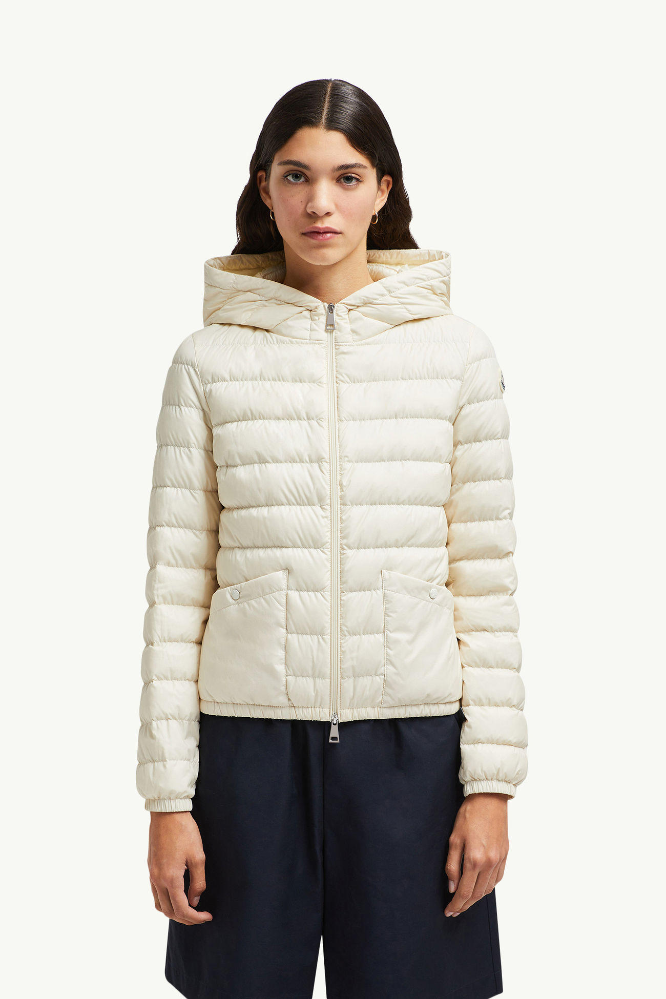 Hede Hooded Short Down Jacket Women White Ivory Moncler 3