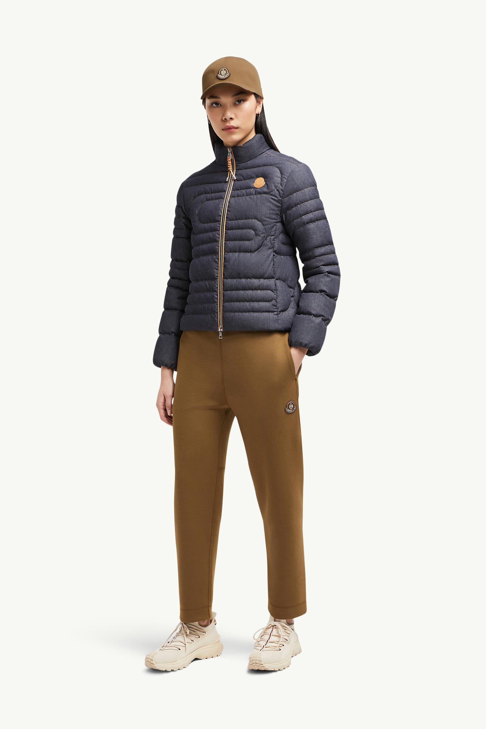Xiaoqing Snake-Quilted Denim Short Down Jacket Women Denim Blue Moncler 0