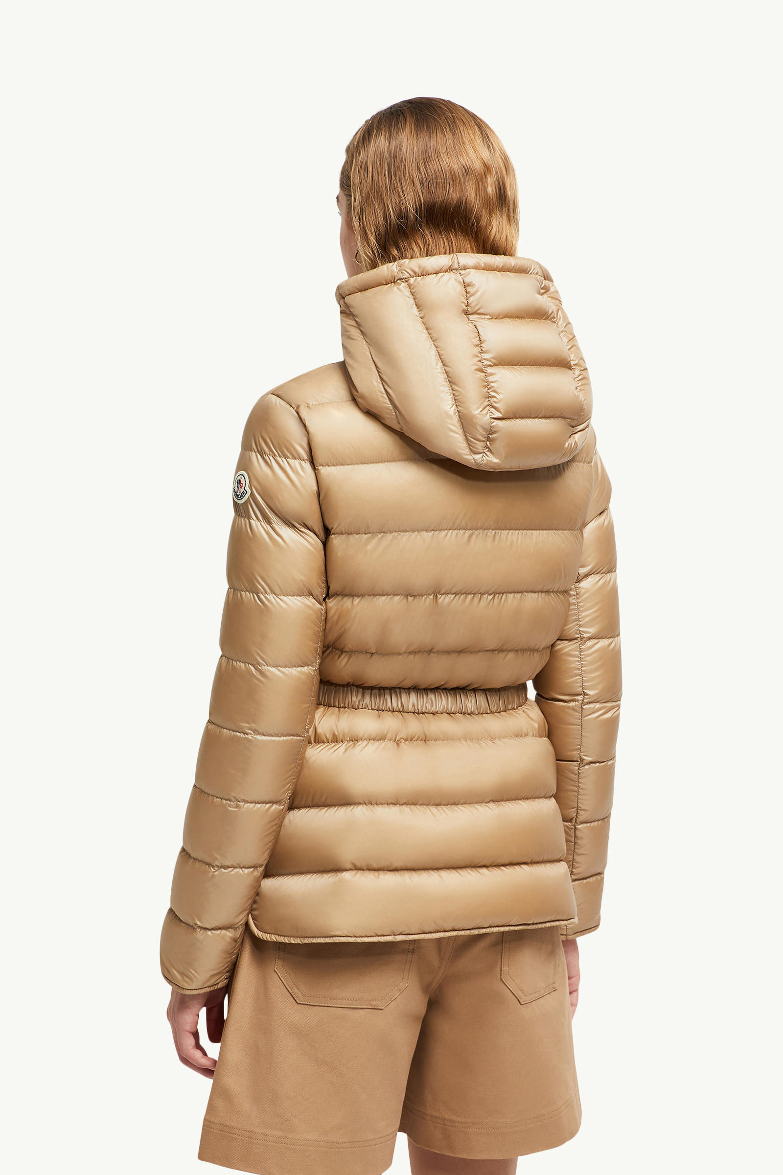 Argenno mittellange Daunenjacke mit Kapuze Damen Camel-Beige Moncler 4