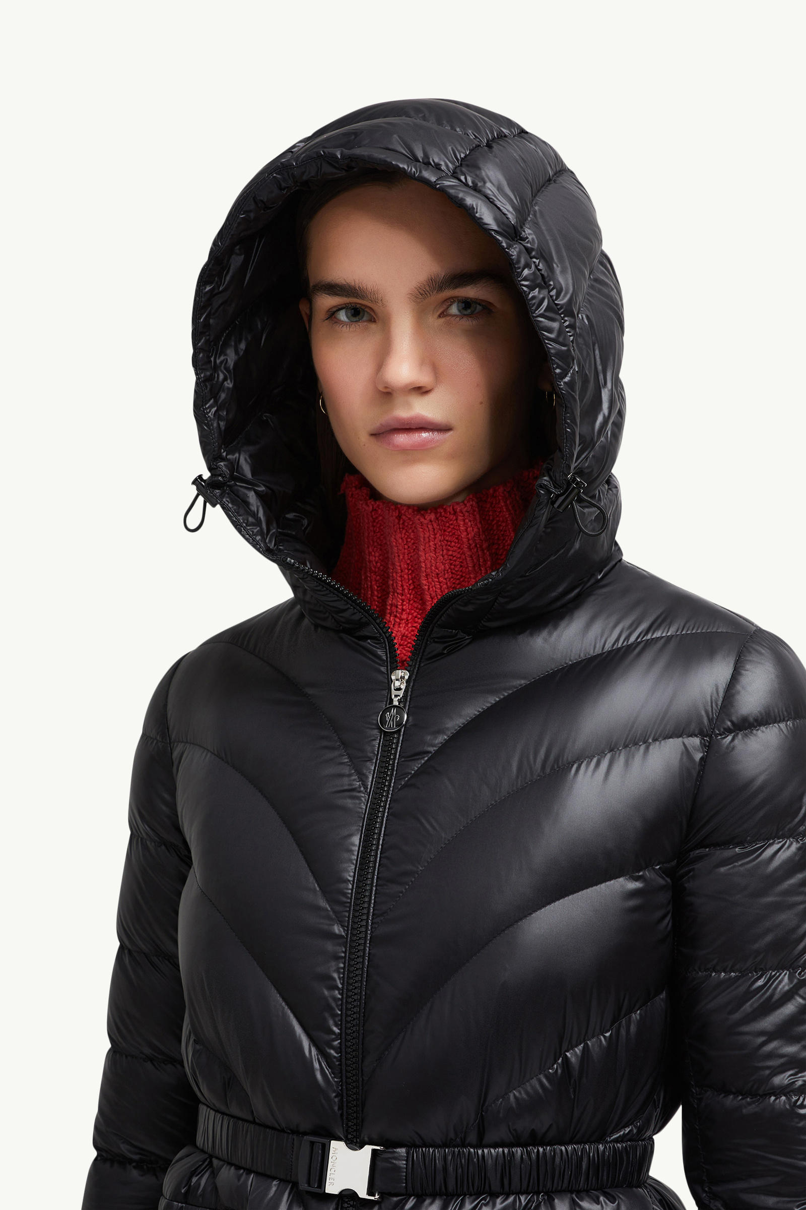 Argenno Hooded Mid-Length Down Jacket Women Black Moncler 1