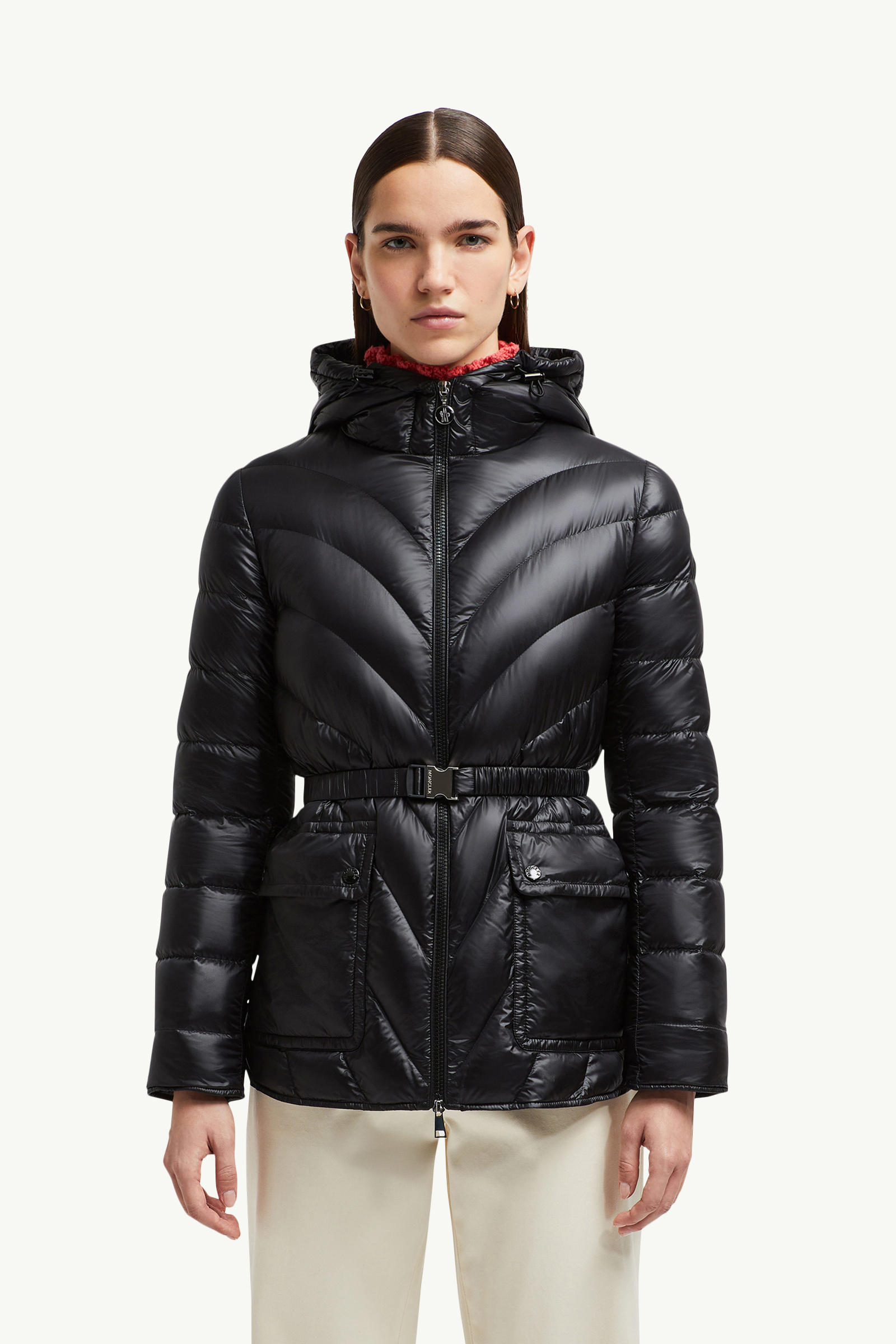 Argenno Hooded Mid-Length Down Jacket Women Black Moncler 3