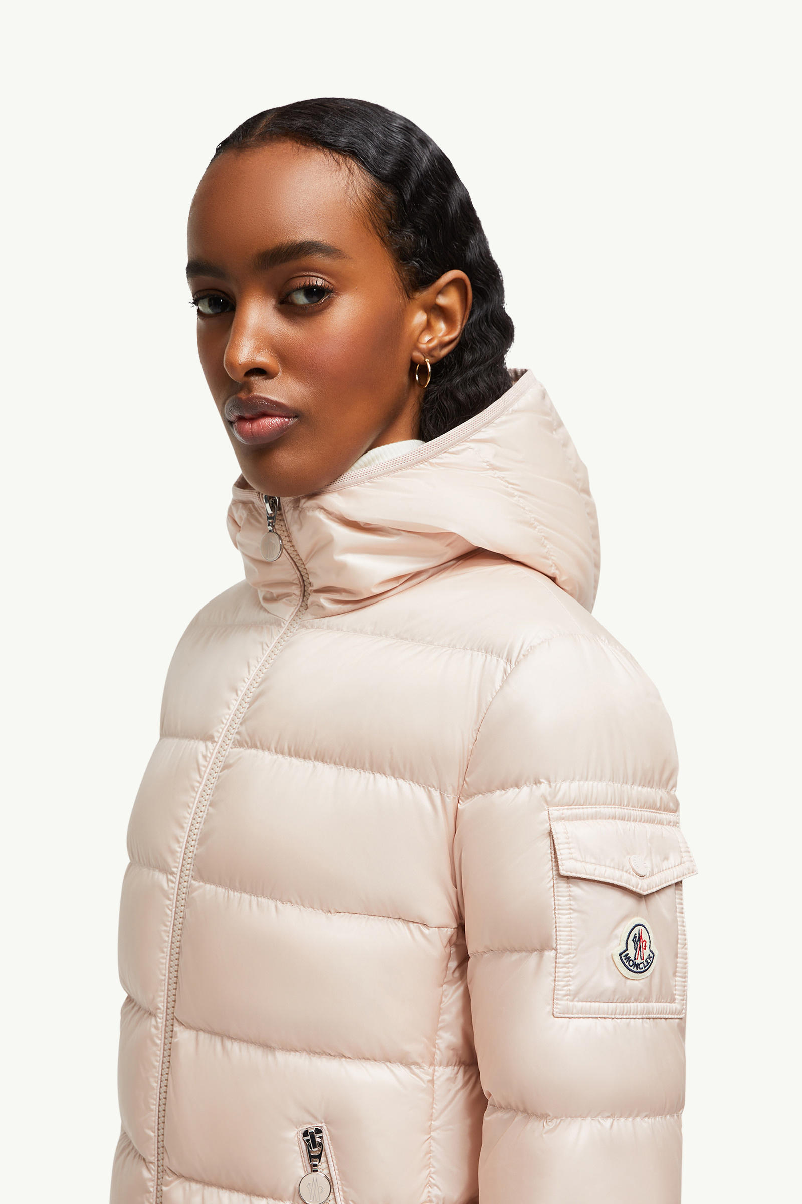 Gles Hooded Short Down Jacket Women Rose Pink Moncler 1