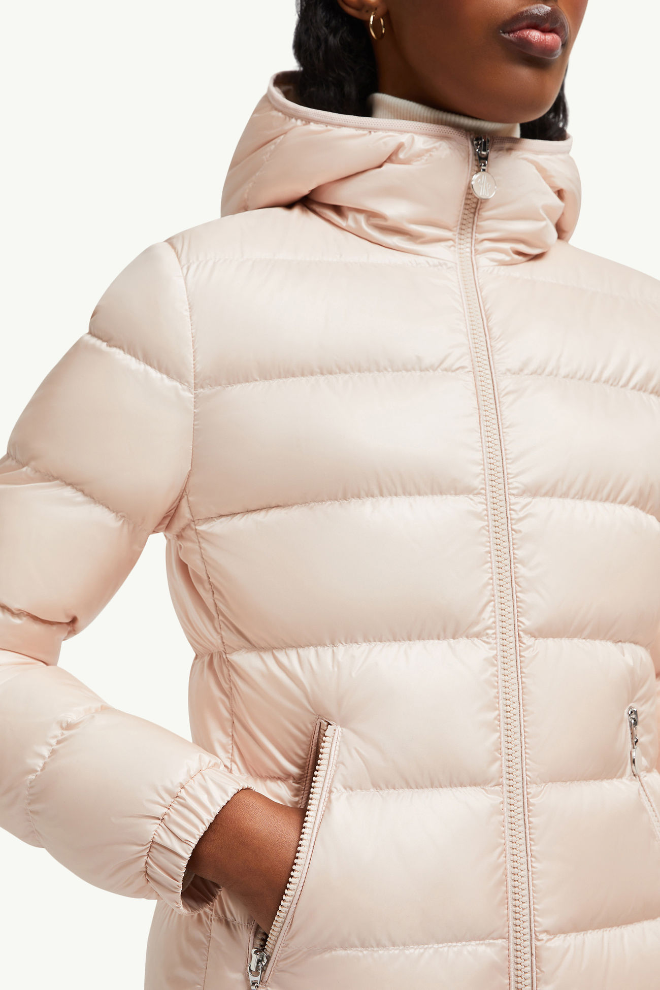 Gles Hooded Short Down Jacket Women Rose Pink Moncler 5