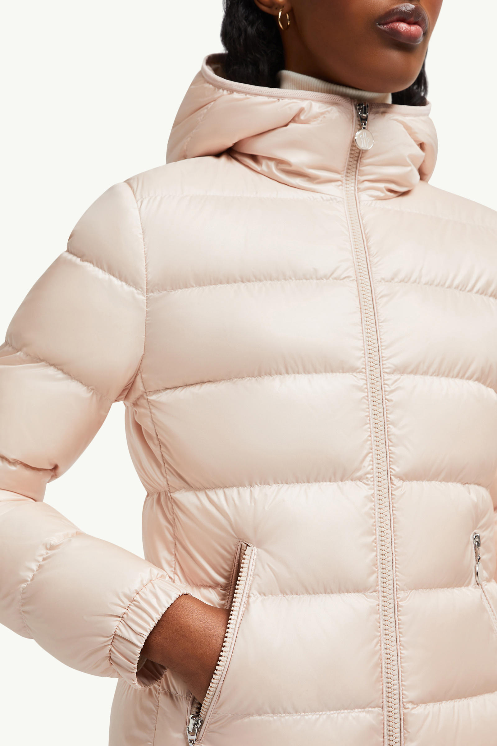 Gles Hooded Short Down Jacket Women Rose Pink Moncler 5