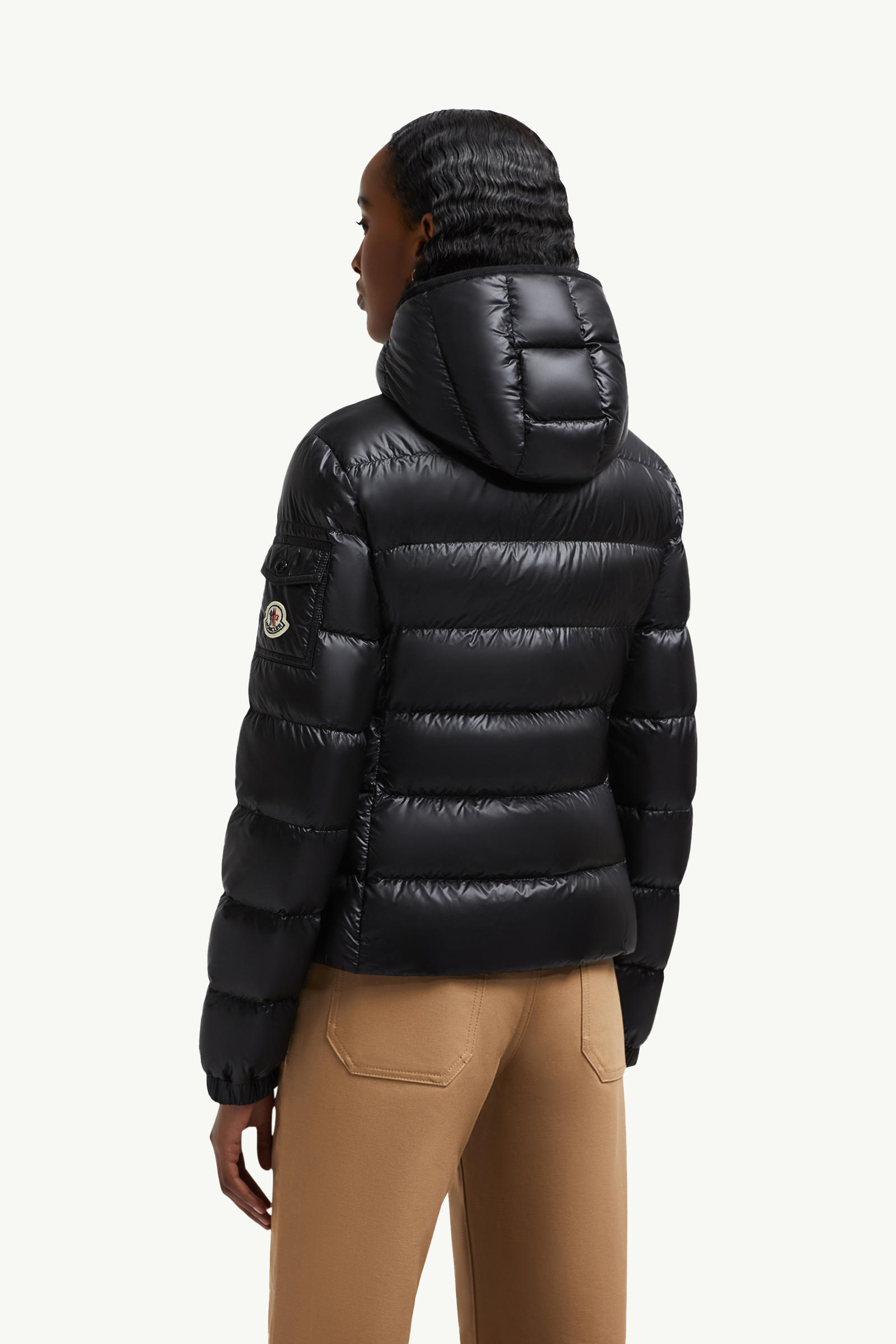 Gles Hooded Short Down Jacket Women Black Moncler 4