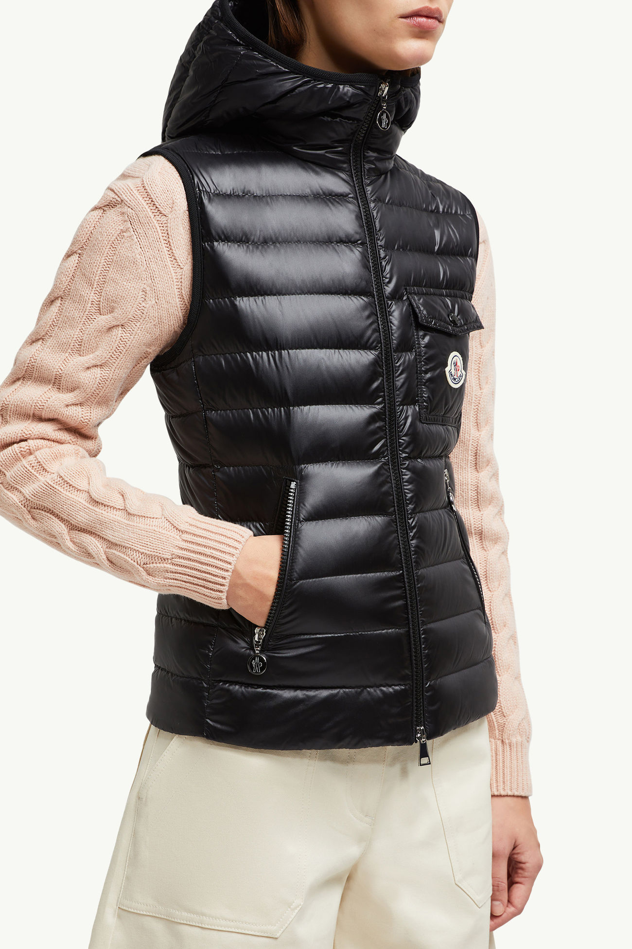 Glygos Hooded Down Vest Women Black Moncler 5