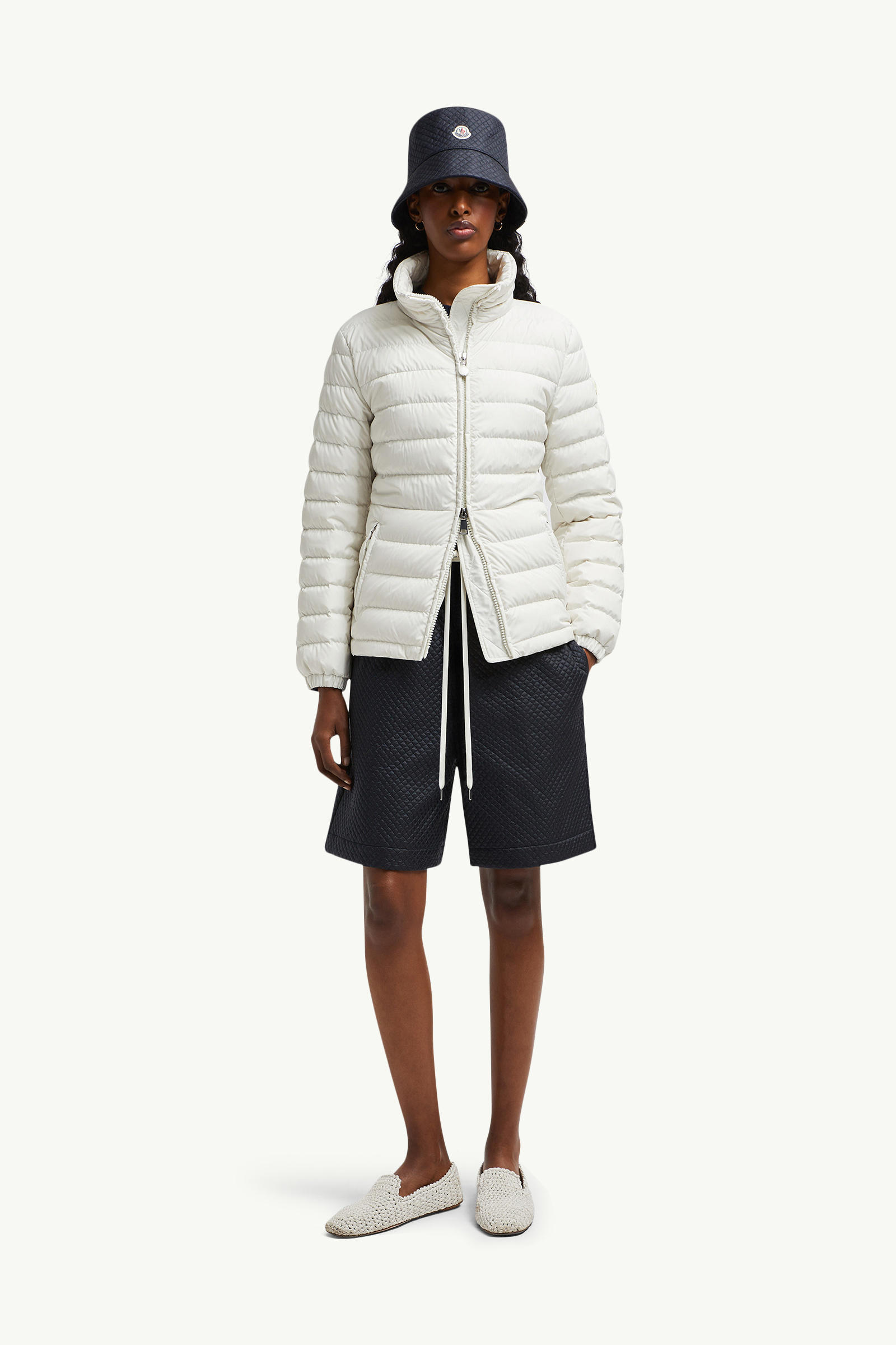 Piumino corto Abderos Donna Bianco Moncler 0