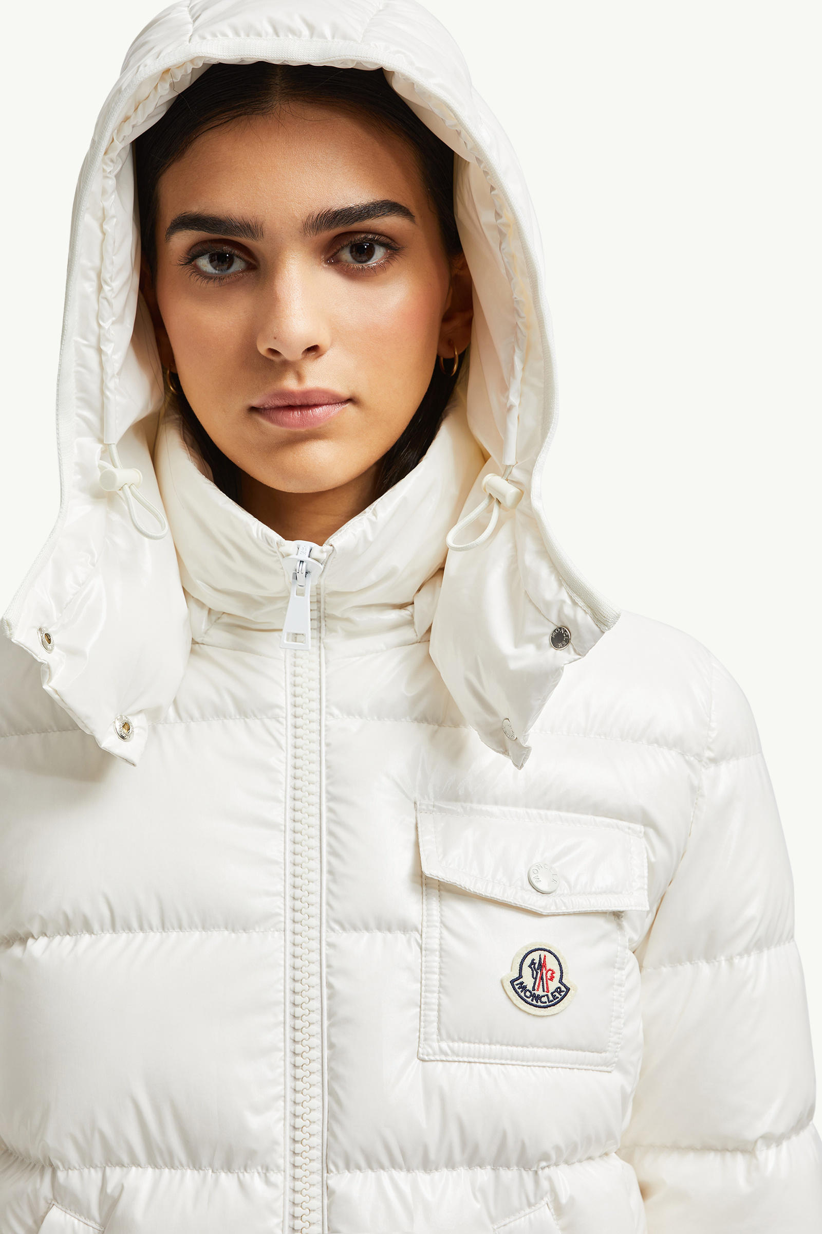 Andro Hooded Short Down Jacket Women White Moncler 6