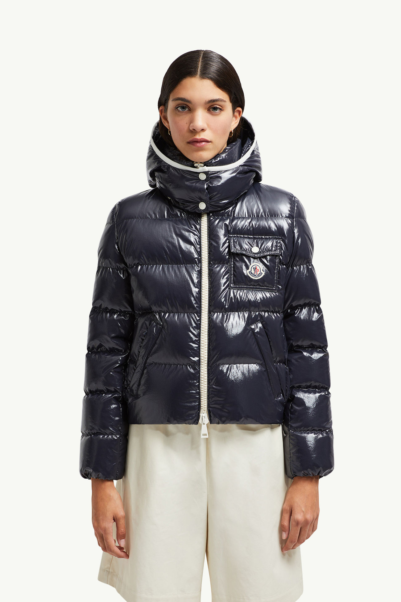 Andro kurze Daunenjacke mit Kapuze Damen Navyblau Moncler 3