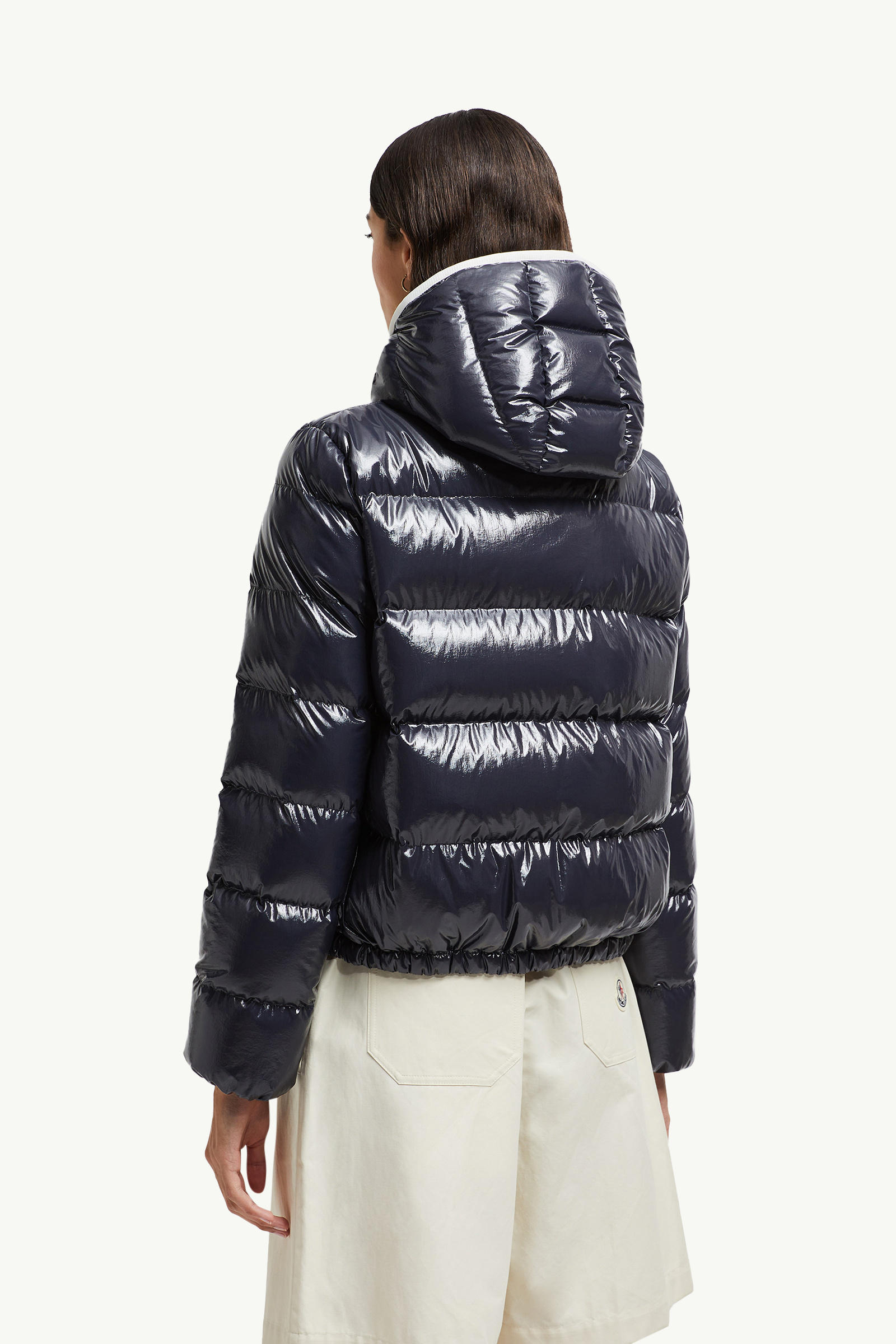 Andro Hooded Short Down Jacket Women Navy Blue Moncler 4