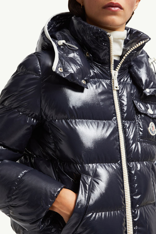 Andro Hooded Short Down Jacket Women Navy Blue Moncler 5