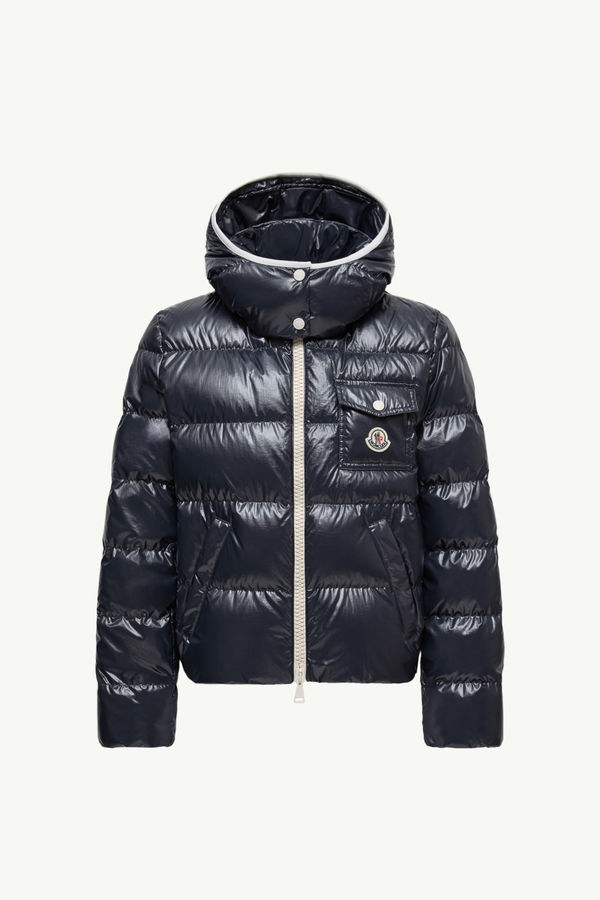 Andro Hooded Short Down Jacket Women Navy Blue Moncler 2