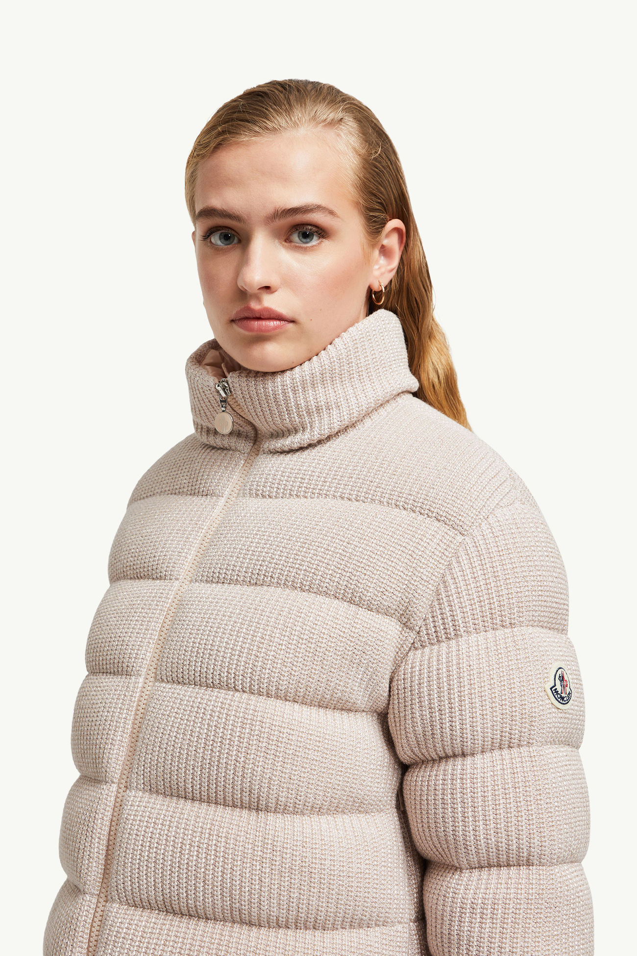 Plumífero corto de algodón laminado Thoiry Mujer Rosado claro Moncler 1