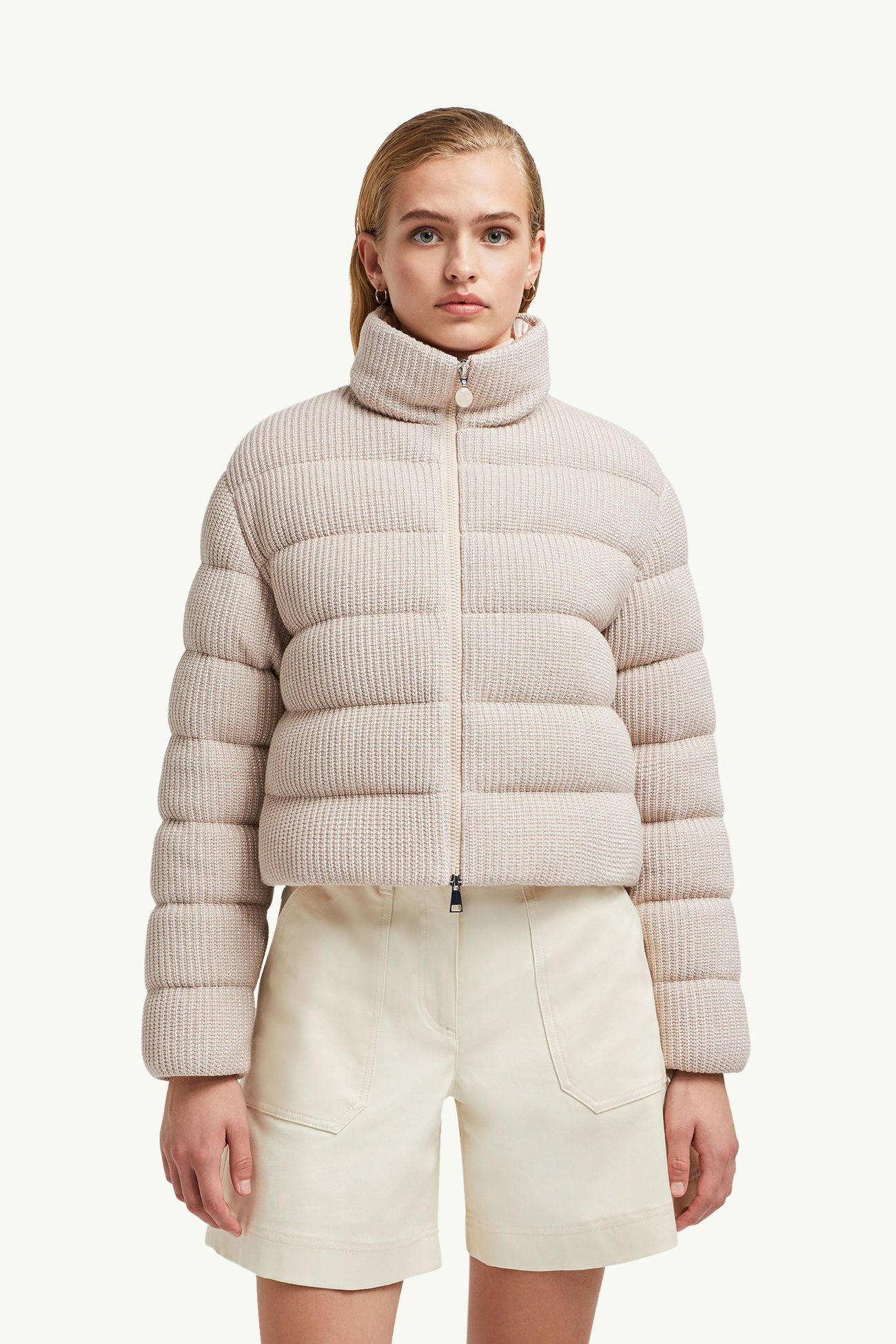 Thoiry kurze laminierte Daunenjacke aus Baumwolle Damen Hellpink Moncler 3