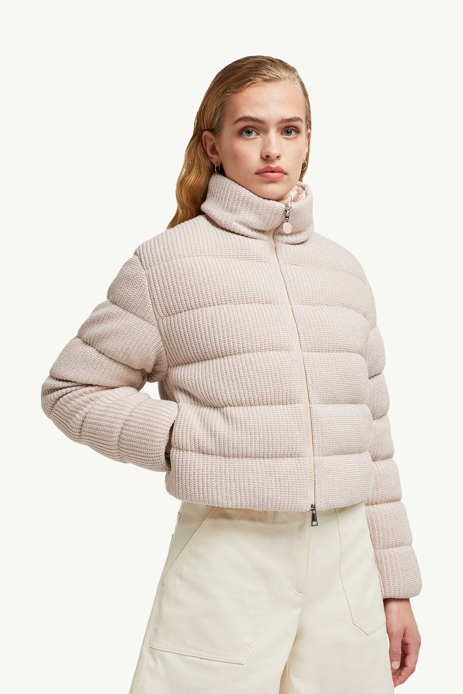 Thoiry Laminated Cotton Short Down Jacket Women Light Pink Moncler 5
