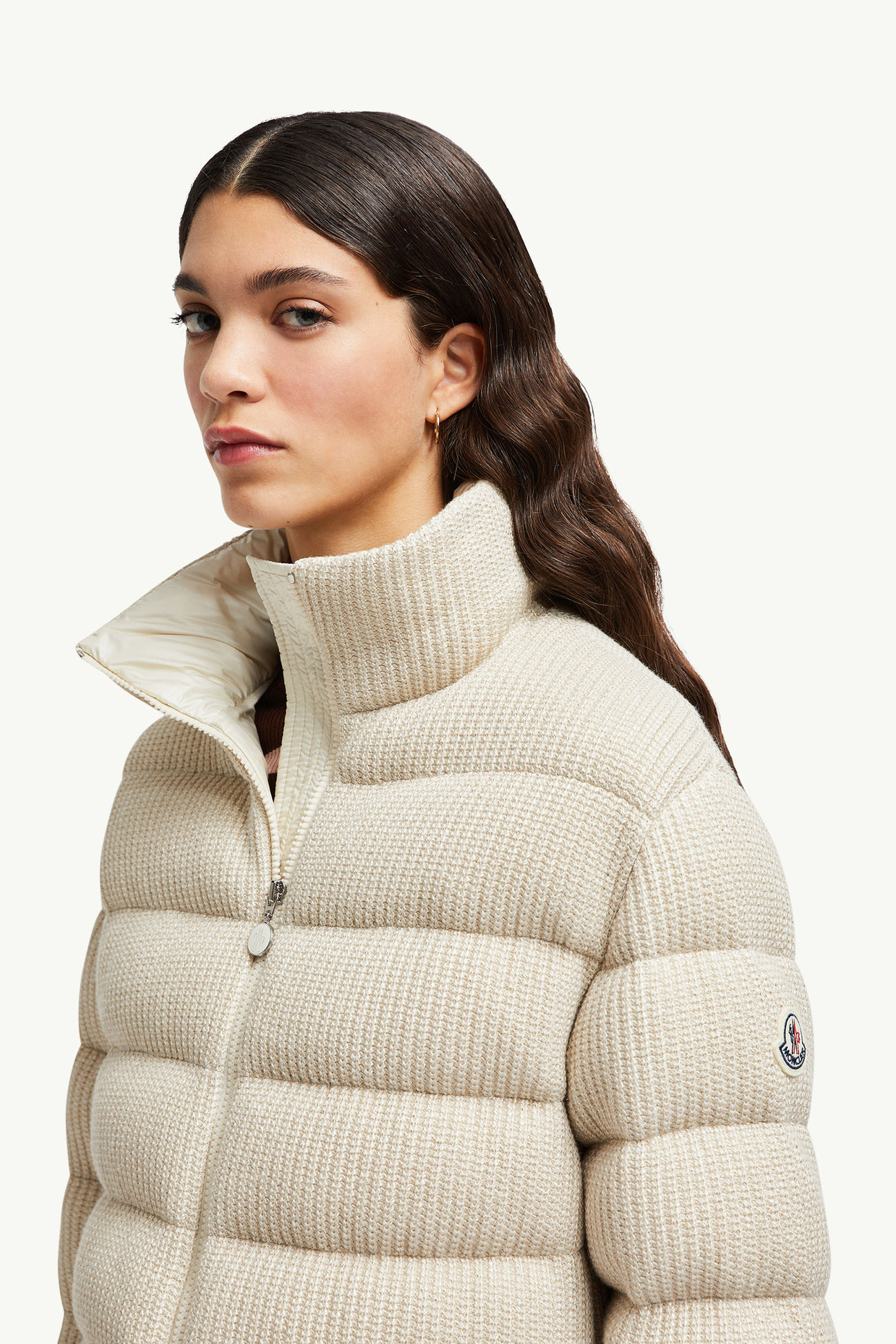 Thoiry kurze laminierte Daunenjacke aus Baumwolle Damen Hellbeige Moncler 1
