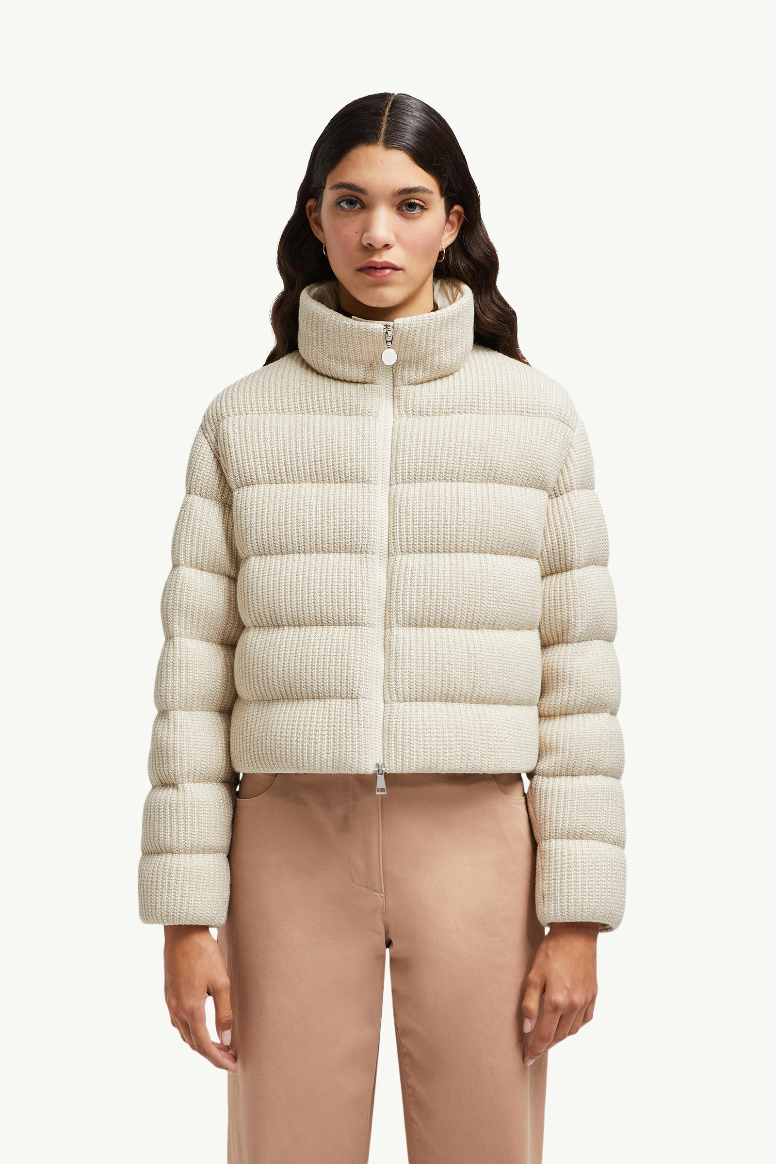 Thoiry Laminated Cotton Short Down Jacket Women Light Beige Moncler 3