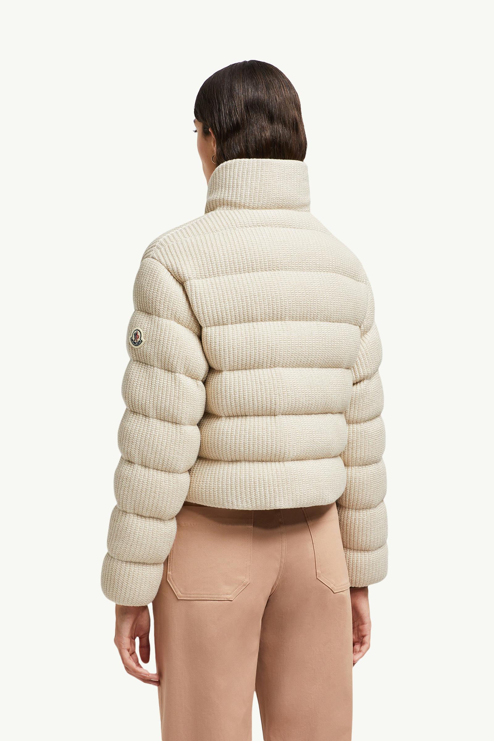 Light Beige Thoiry Laminated Cotton Short Down Jacket