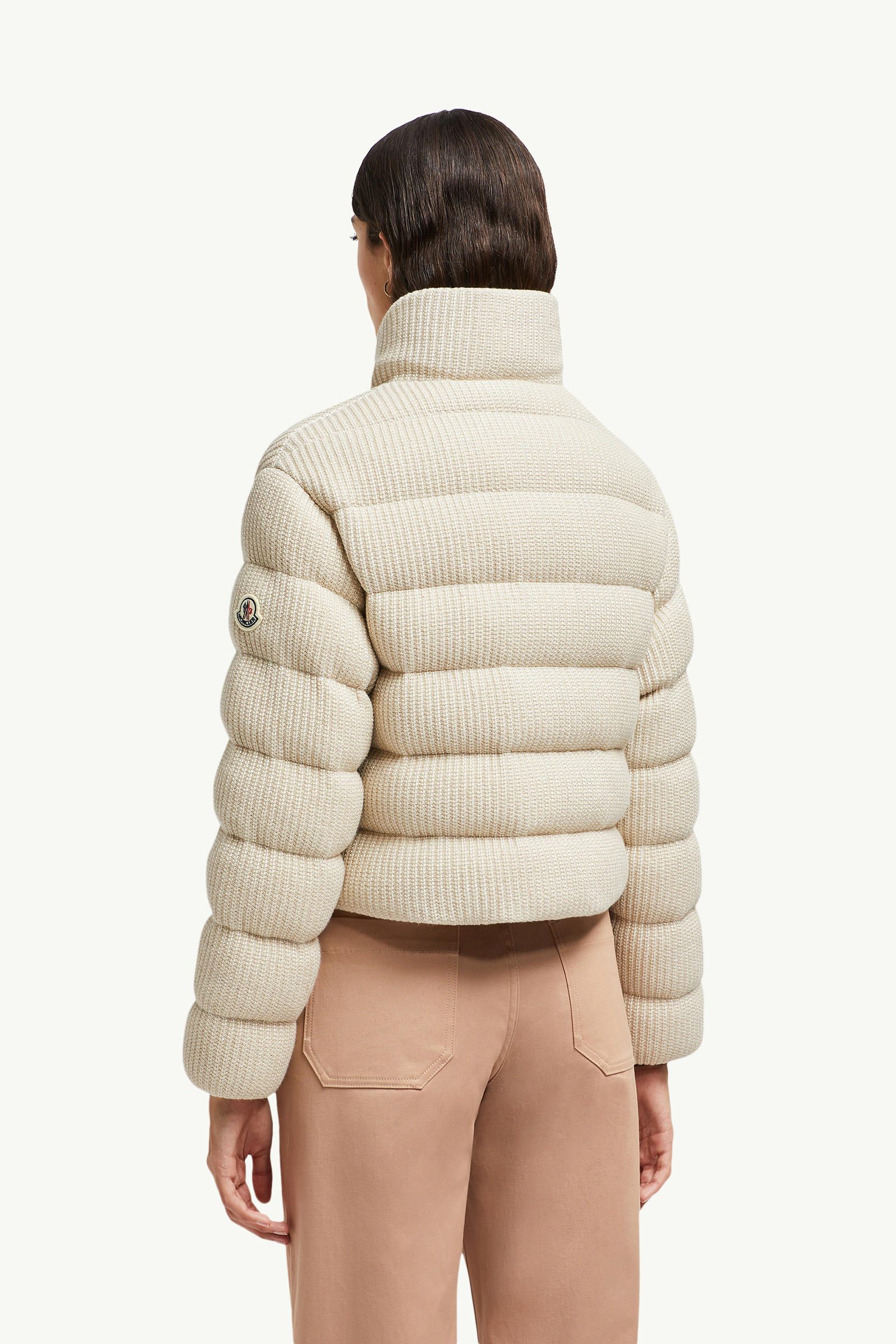 Thoiry Laminated Cotton Short Down Jacket Women Light Beige Moncler 4
