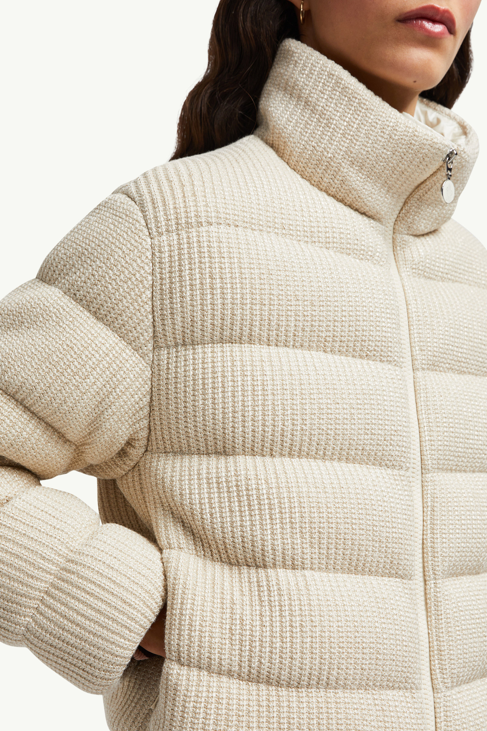 Thoiry Laminated Cotton Short Down Jacket Women Light Beige Moncler 5